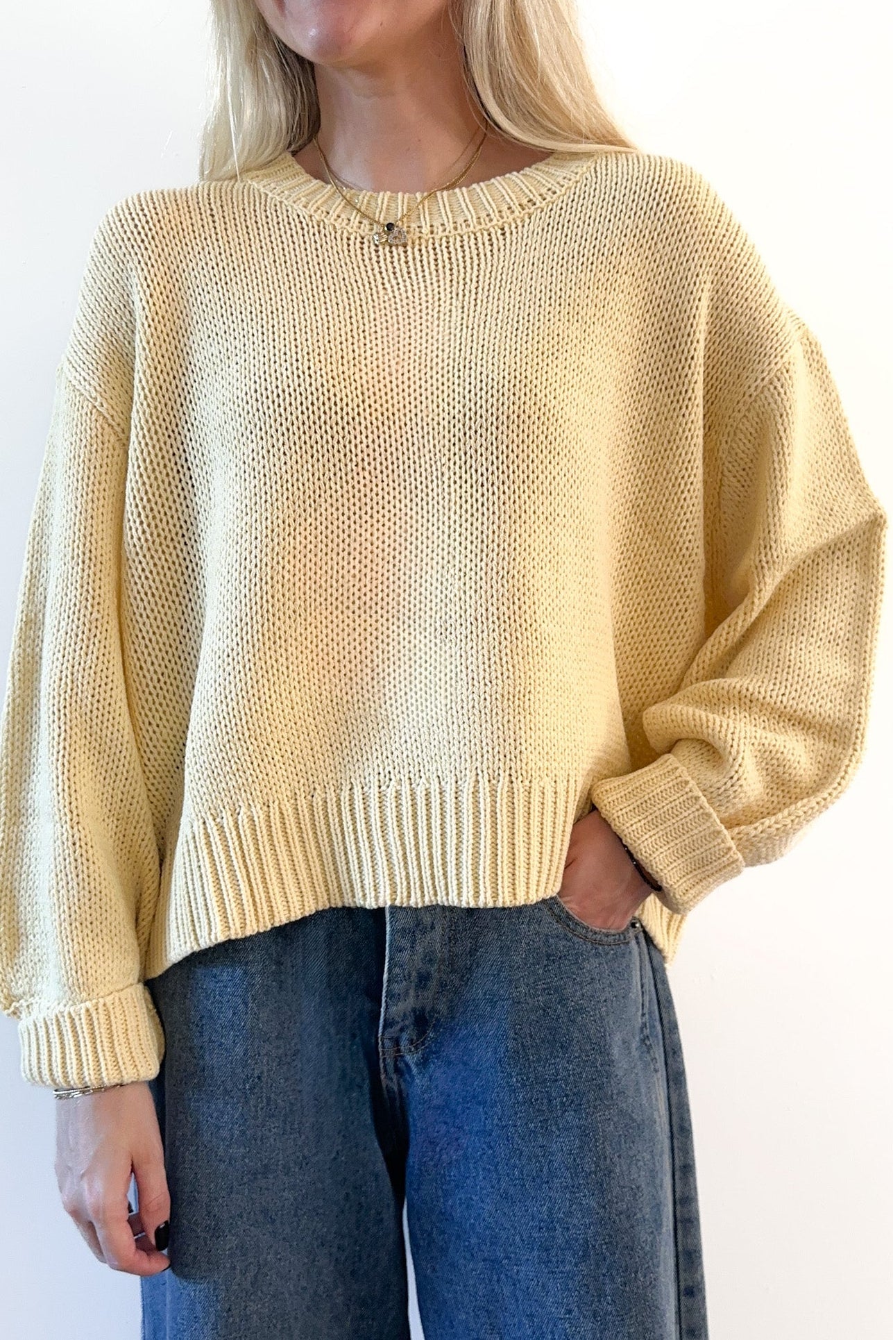 Sunny Balloon Sleeve Sweater Top - Neutral Ground