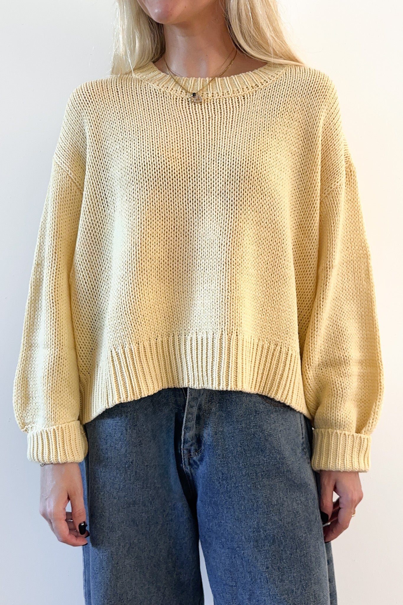Sunny Balloon Sleeve Sweater Top - Neutral Ground