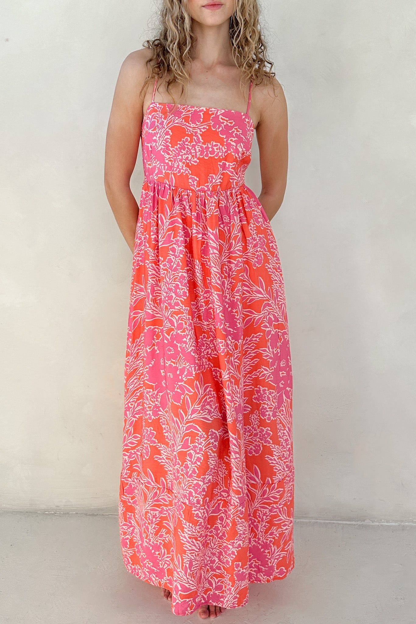Sunset Floral Sleeveless Maxi Dress - Neutral Ground