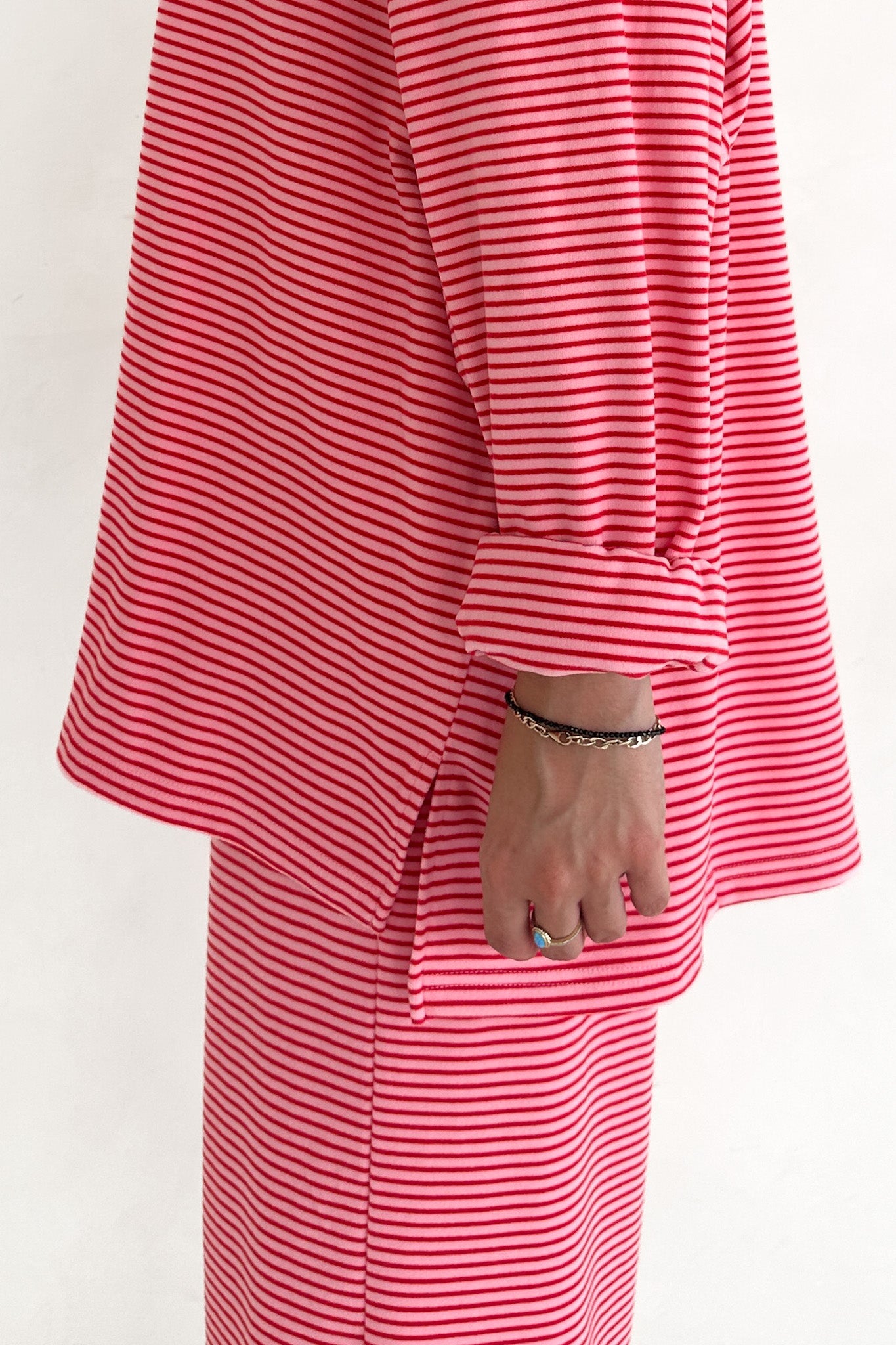 Sweethearts Ultra Soft Striped Oversized Top in Pink and Red - Neutral Ground