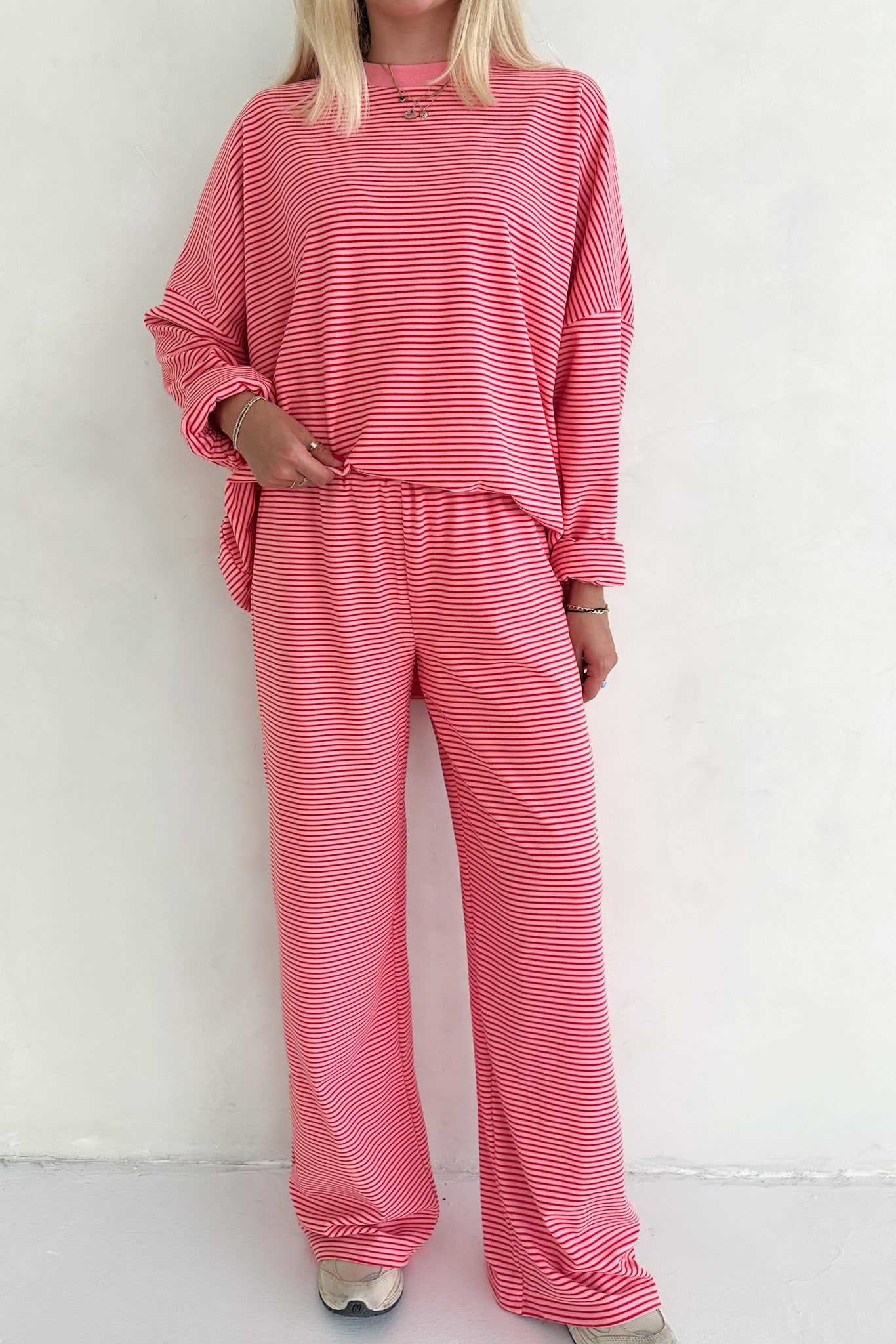 Sweethearts Ultra Soft Striped Pants in Pink and Red - Neutral Ground