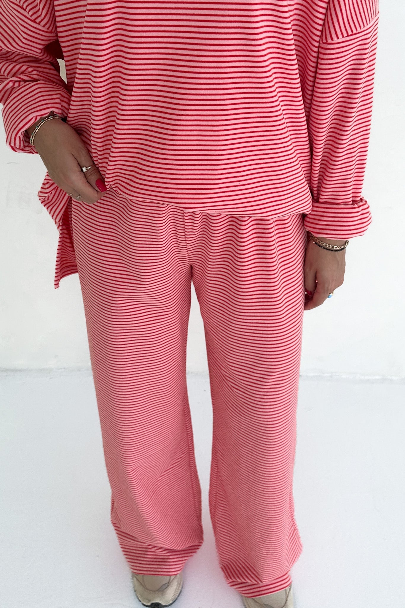 Sweethearts Ultra Soft Striped Pants in Pink and Red - Neutral Ground