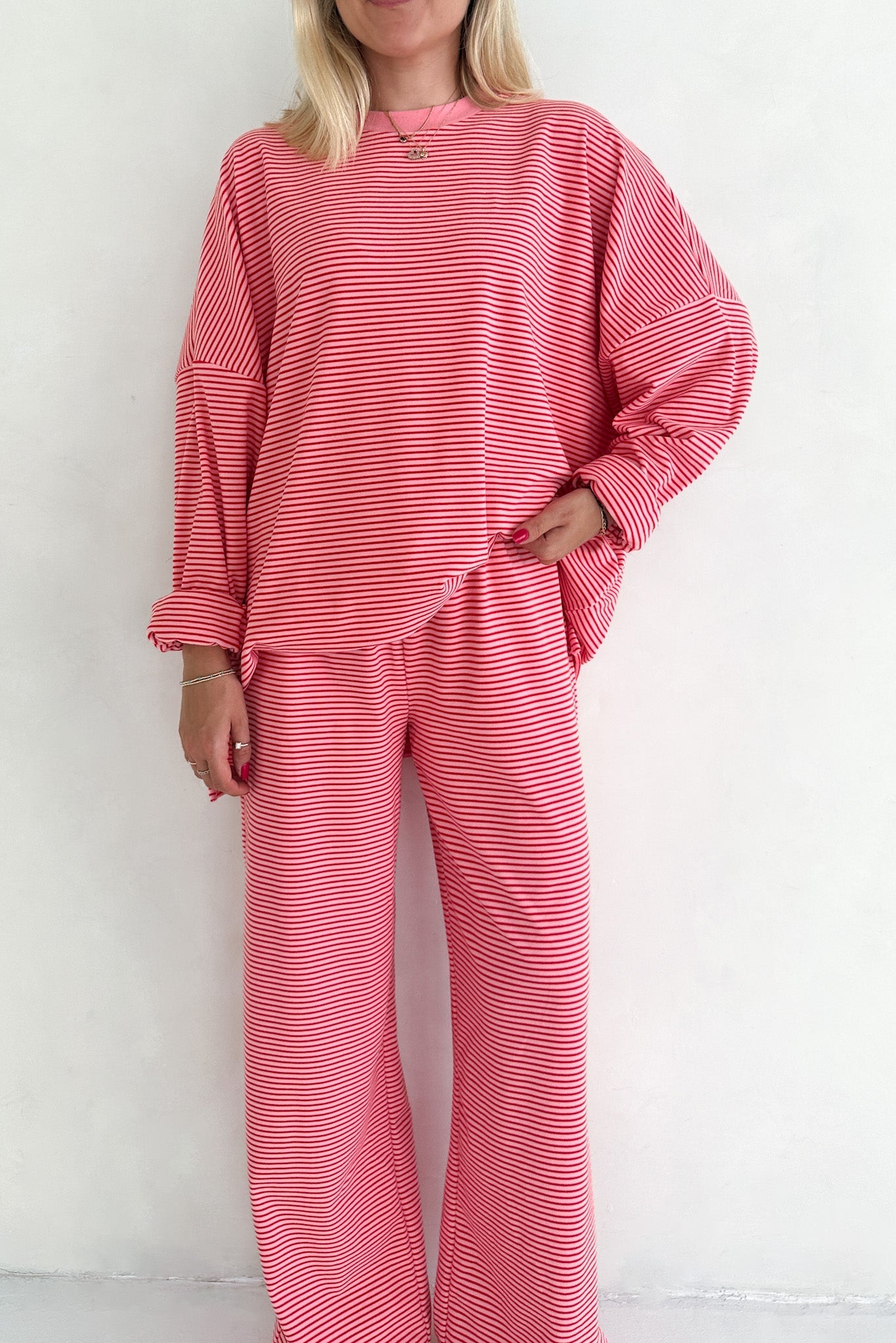 Sweethearts Ultra Soft Striped Pants in Pink and Red - Neutral Ground