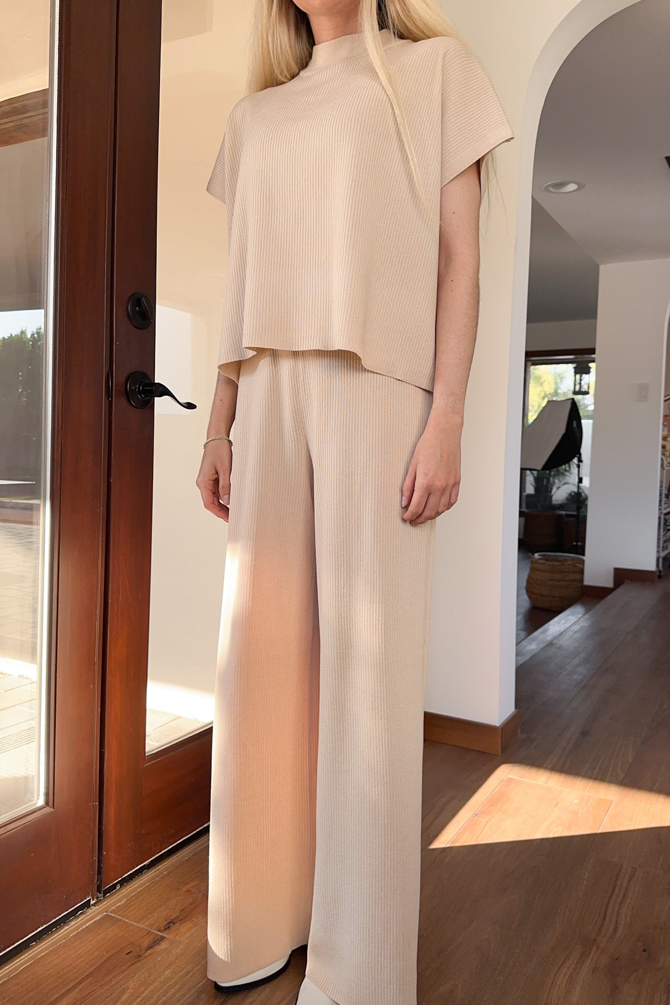 Teagan Ribbed Knit Pants - Neutral Ground