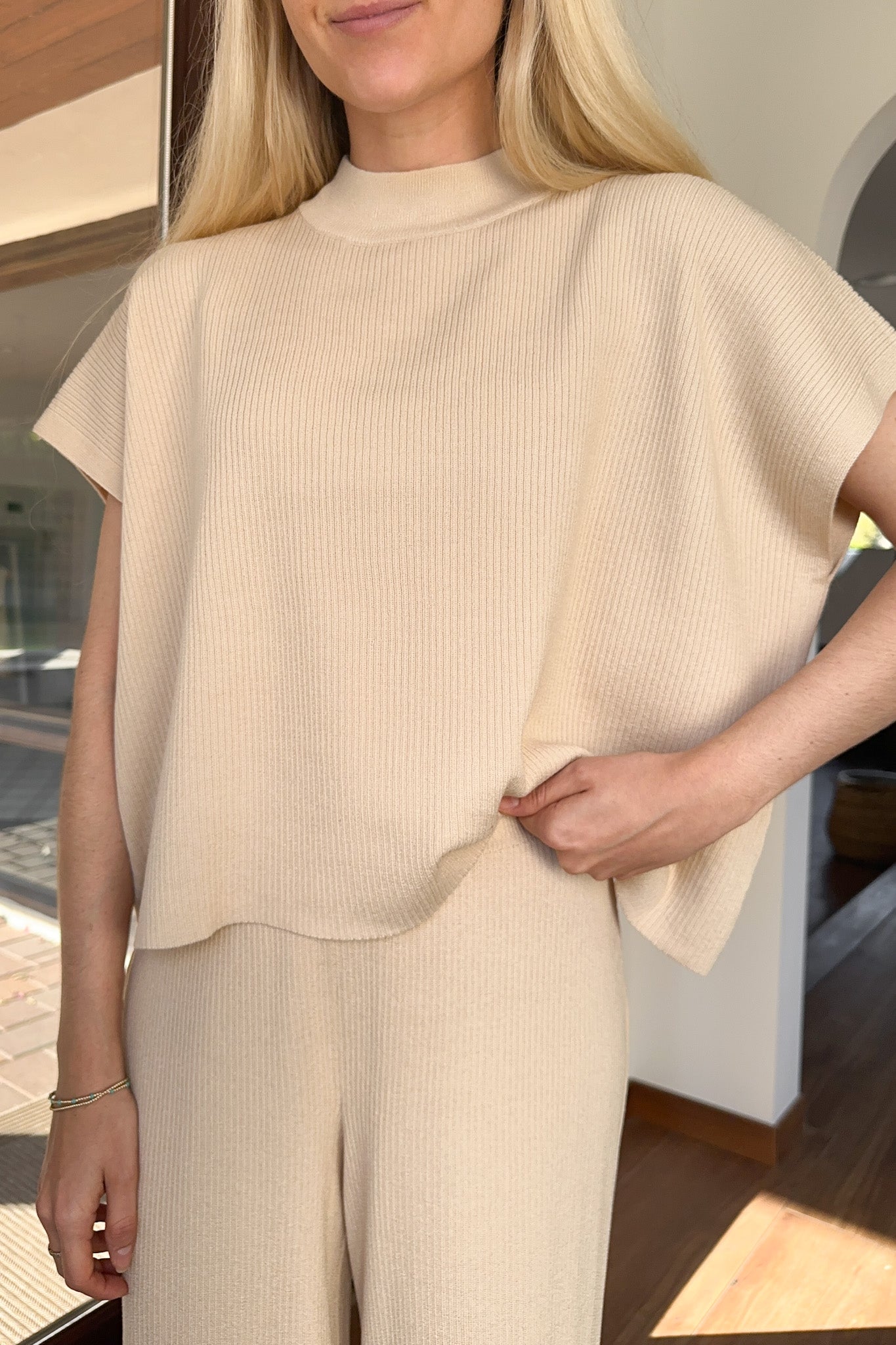 Teagan Ribbed Knit Top - Neutral Ground