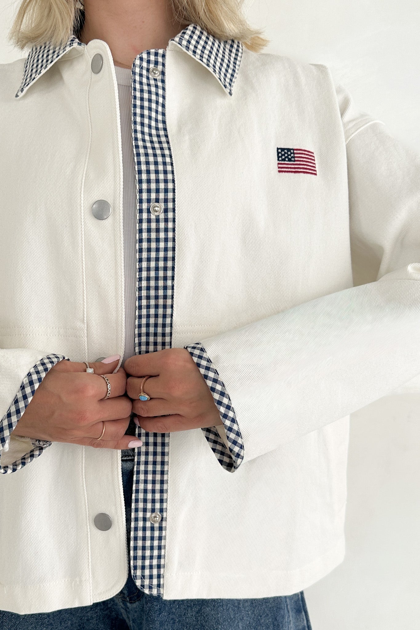 The Hudson Cotton Gingham Jacket - Neutral Ground