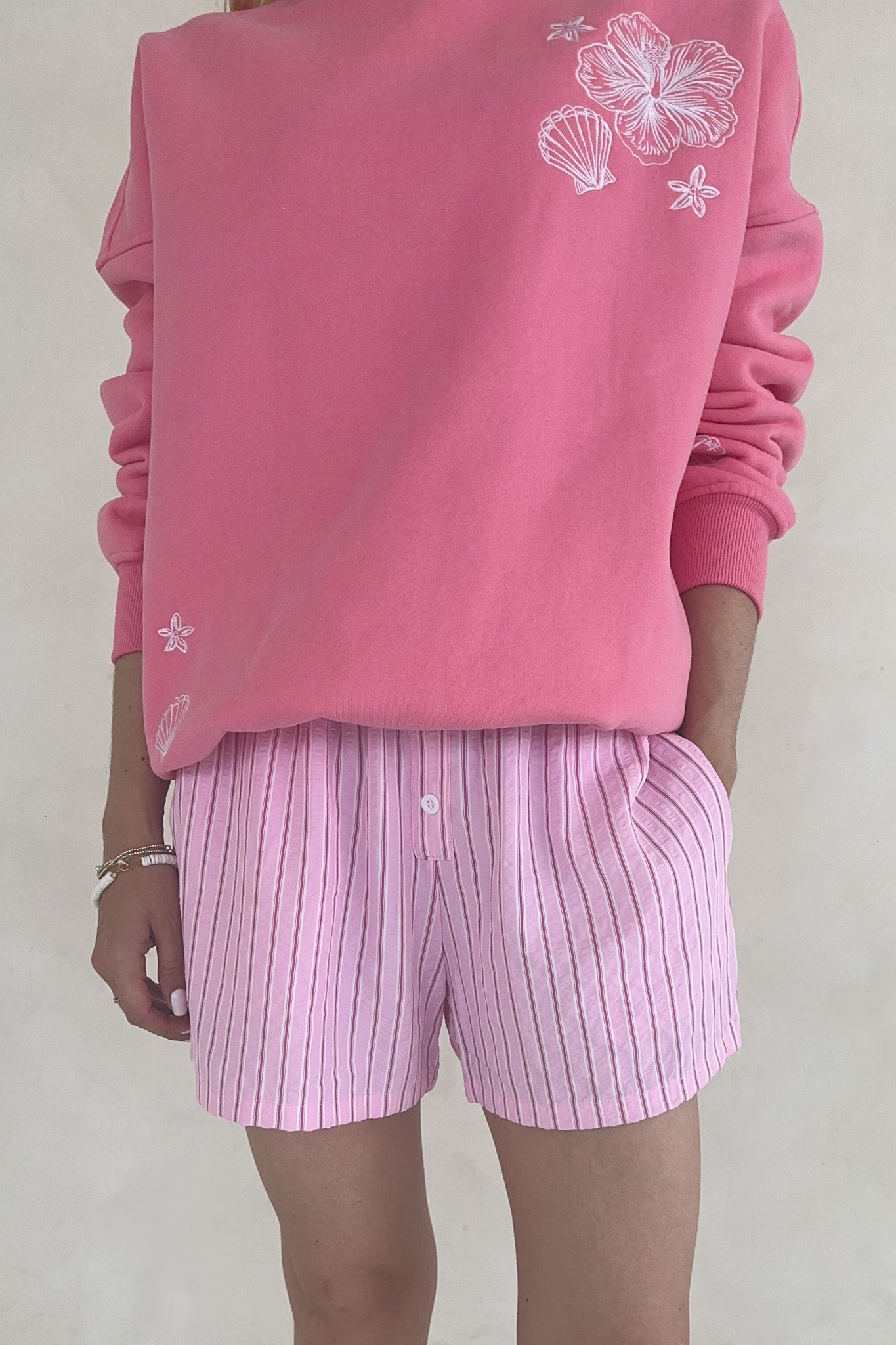 The Perfect Day Boxer Style Shorts in Pink - Neutral Ground