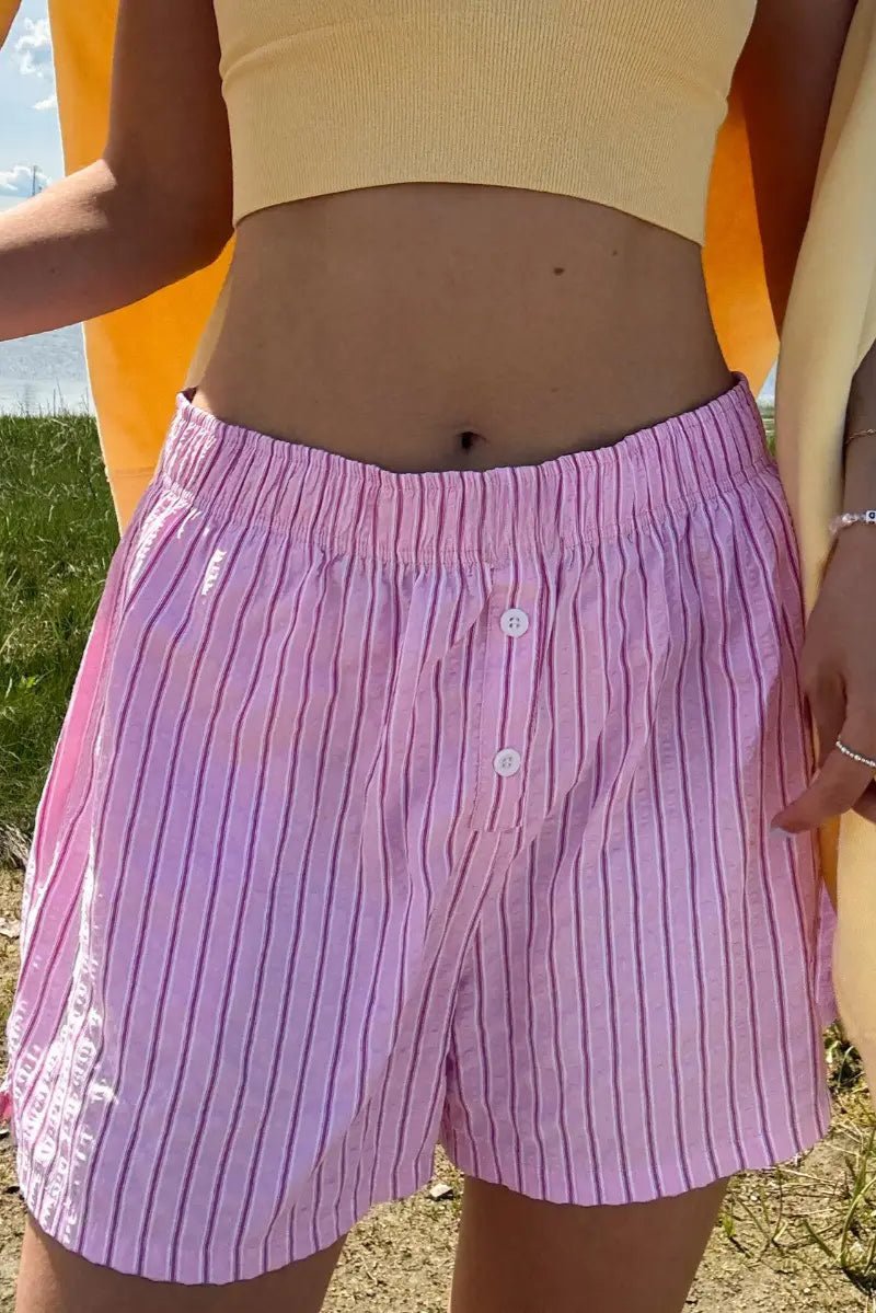 The Perfect Day Boxer Style Shorts in Pink - Neutral Ground