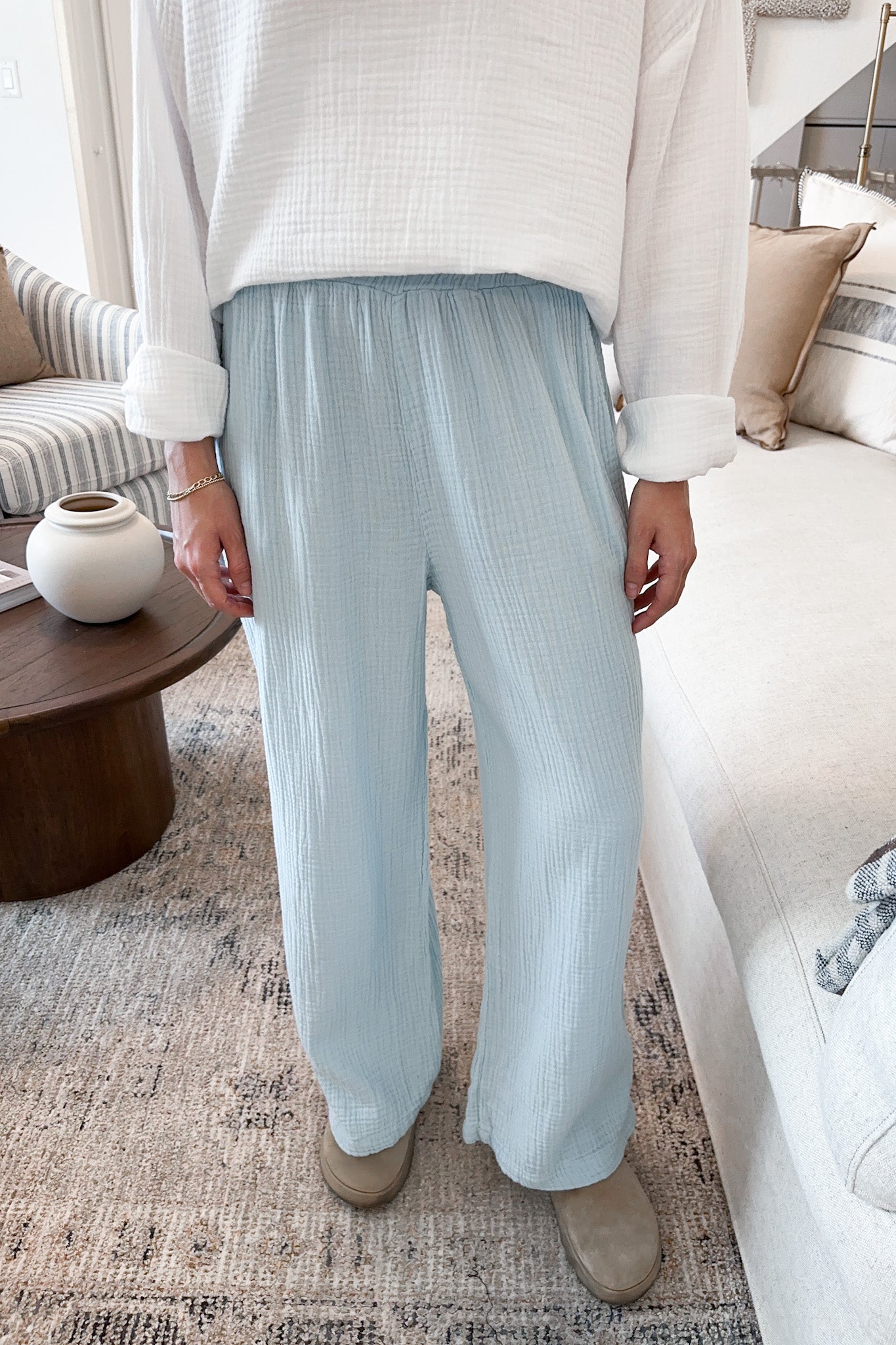 Tulum Cotton Pants in Surf Blue - Neutral Ground