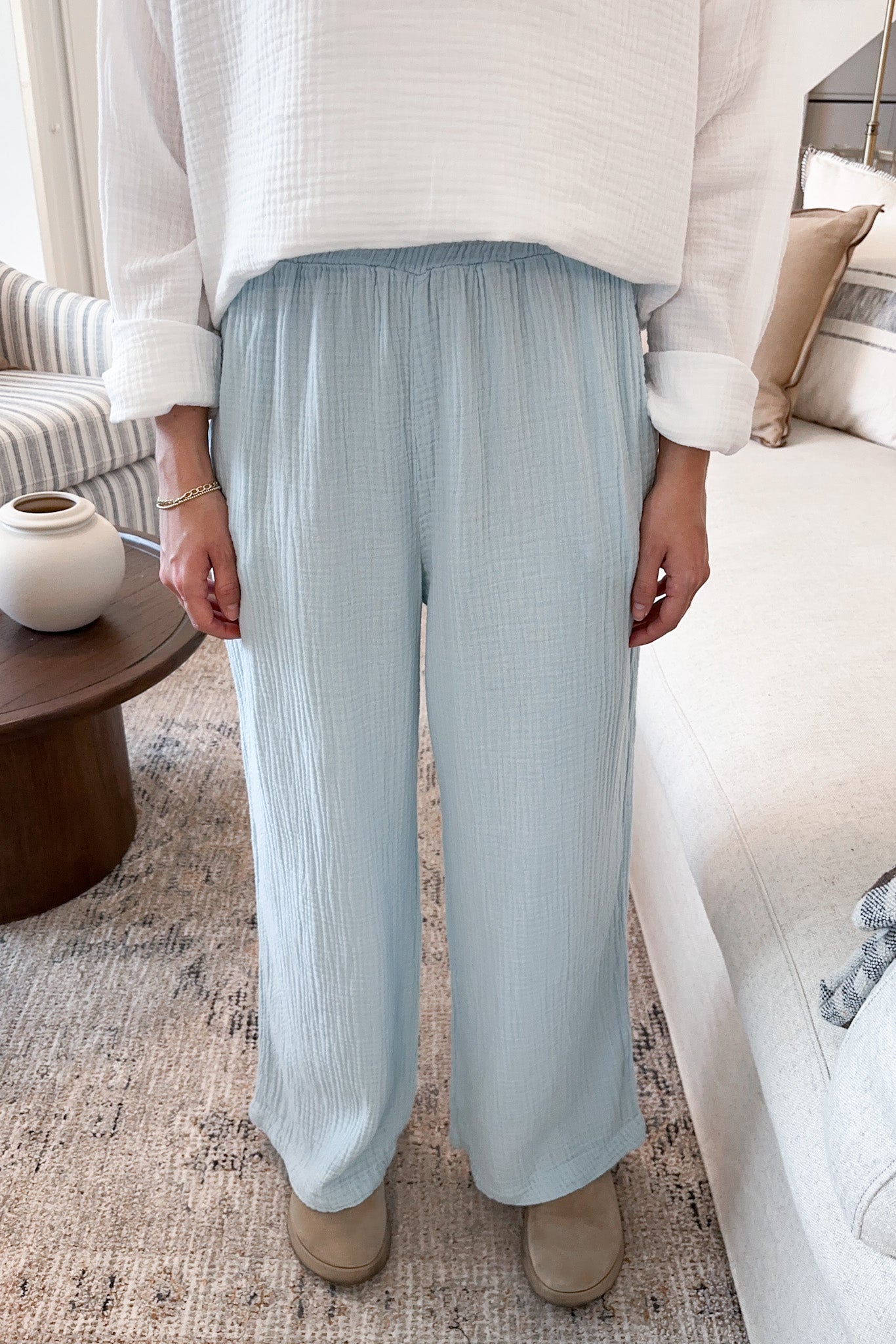 Tulum Cotton Pants in Surf Blue - Neutral Ground