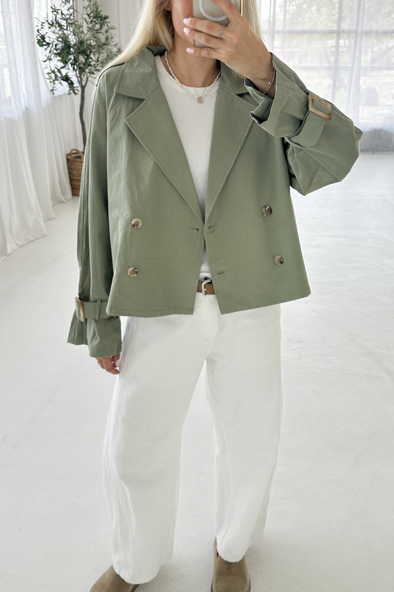 Uptown Short Trench Jacket - Neutral Ground