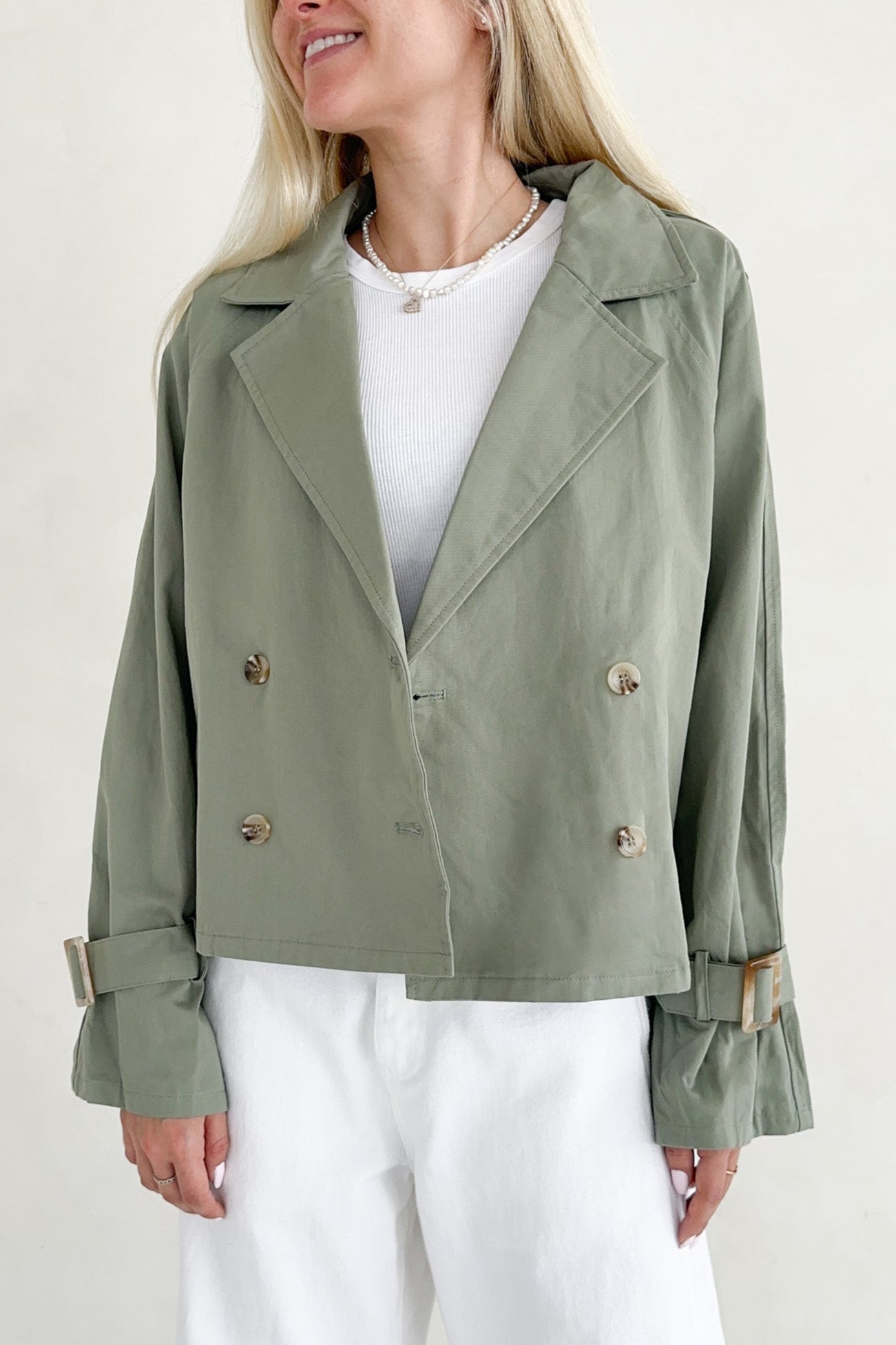 Uptown Short Trench Jacket - Neutral Ground