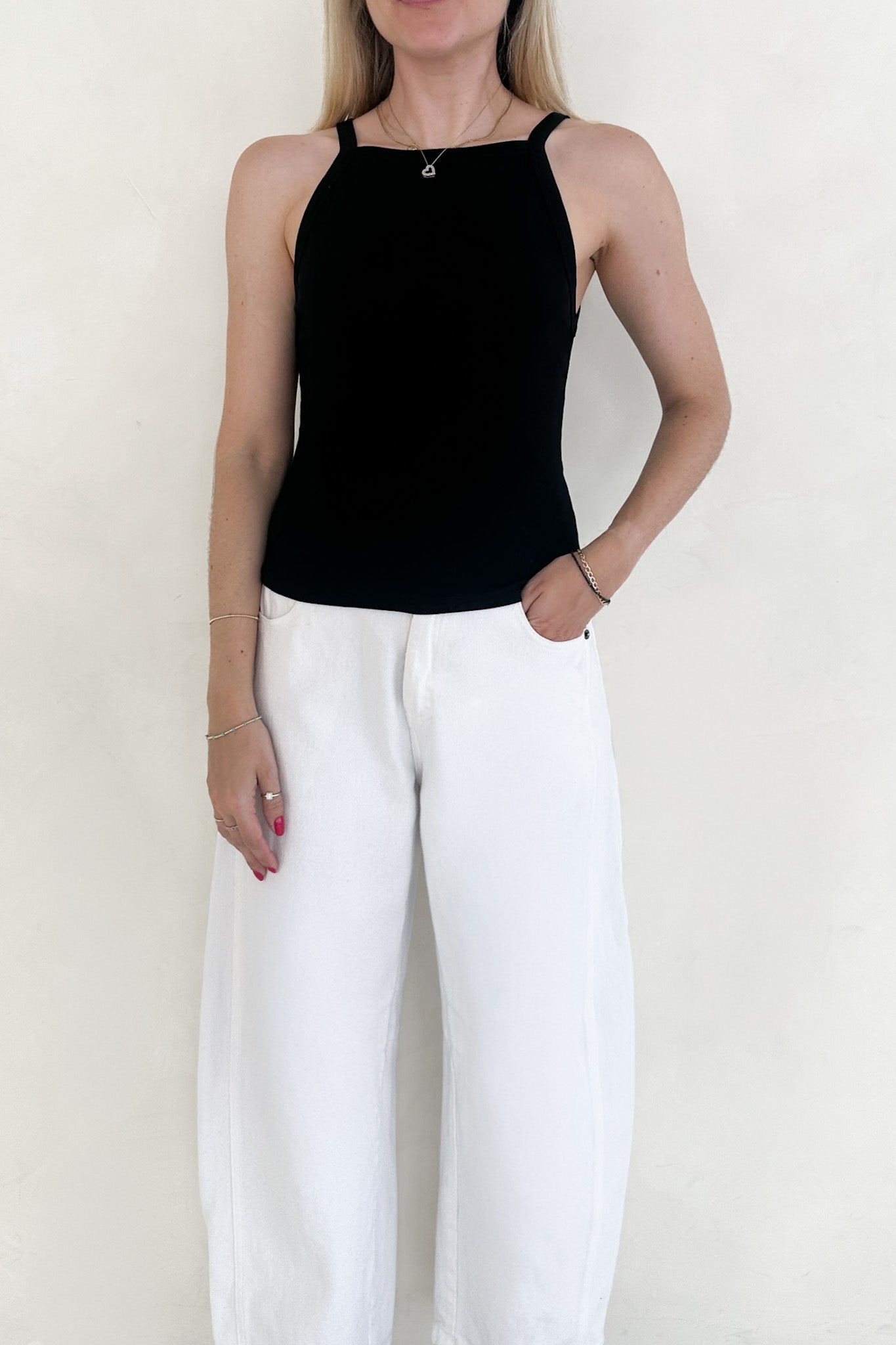 Urban High - Neck Cotton Tank Top in Black - Neutral Ground