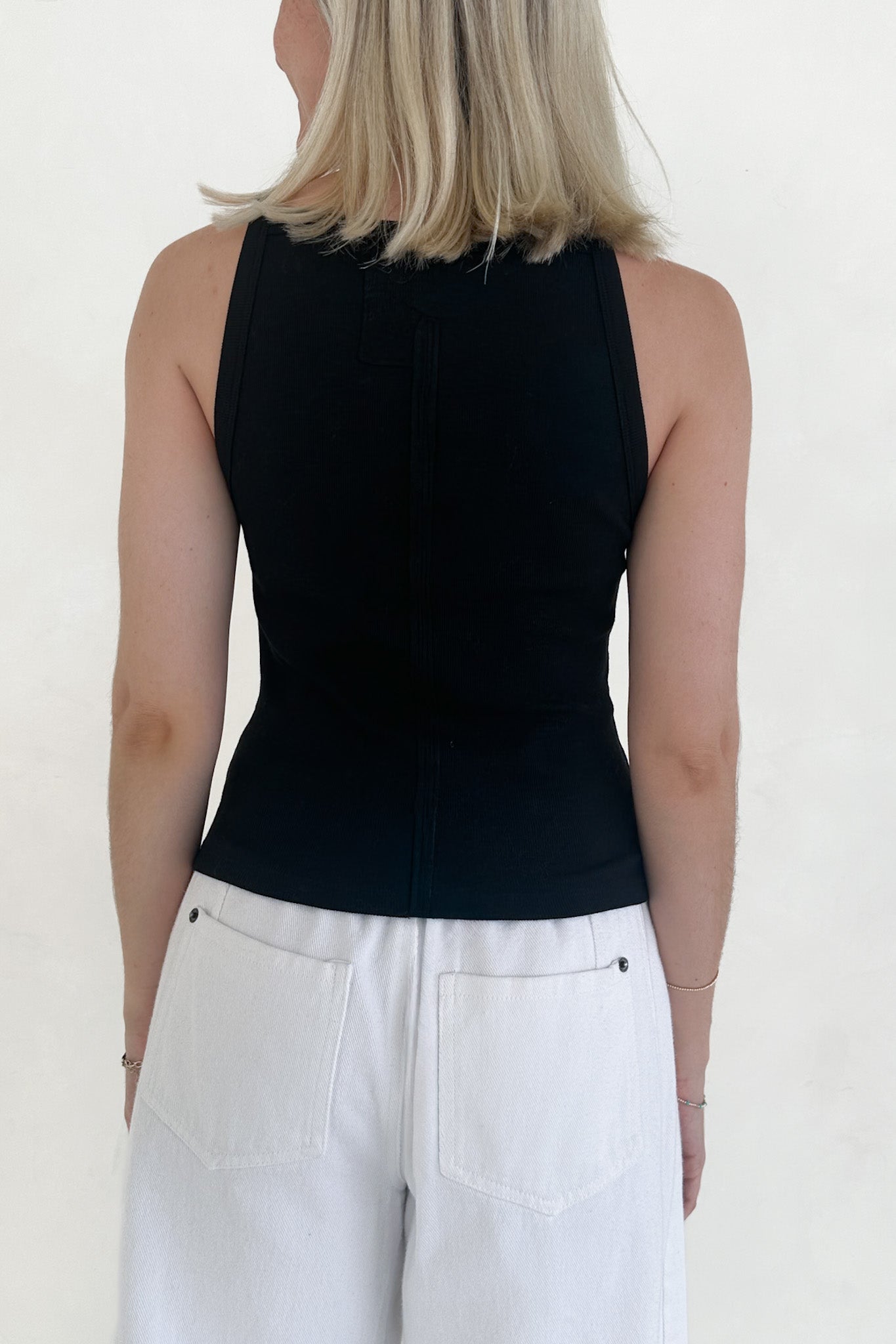 Urban High - Neck Cotton Tank Top in Black - Neutral Ground
