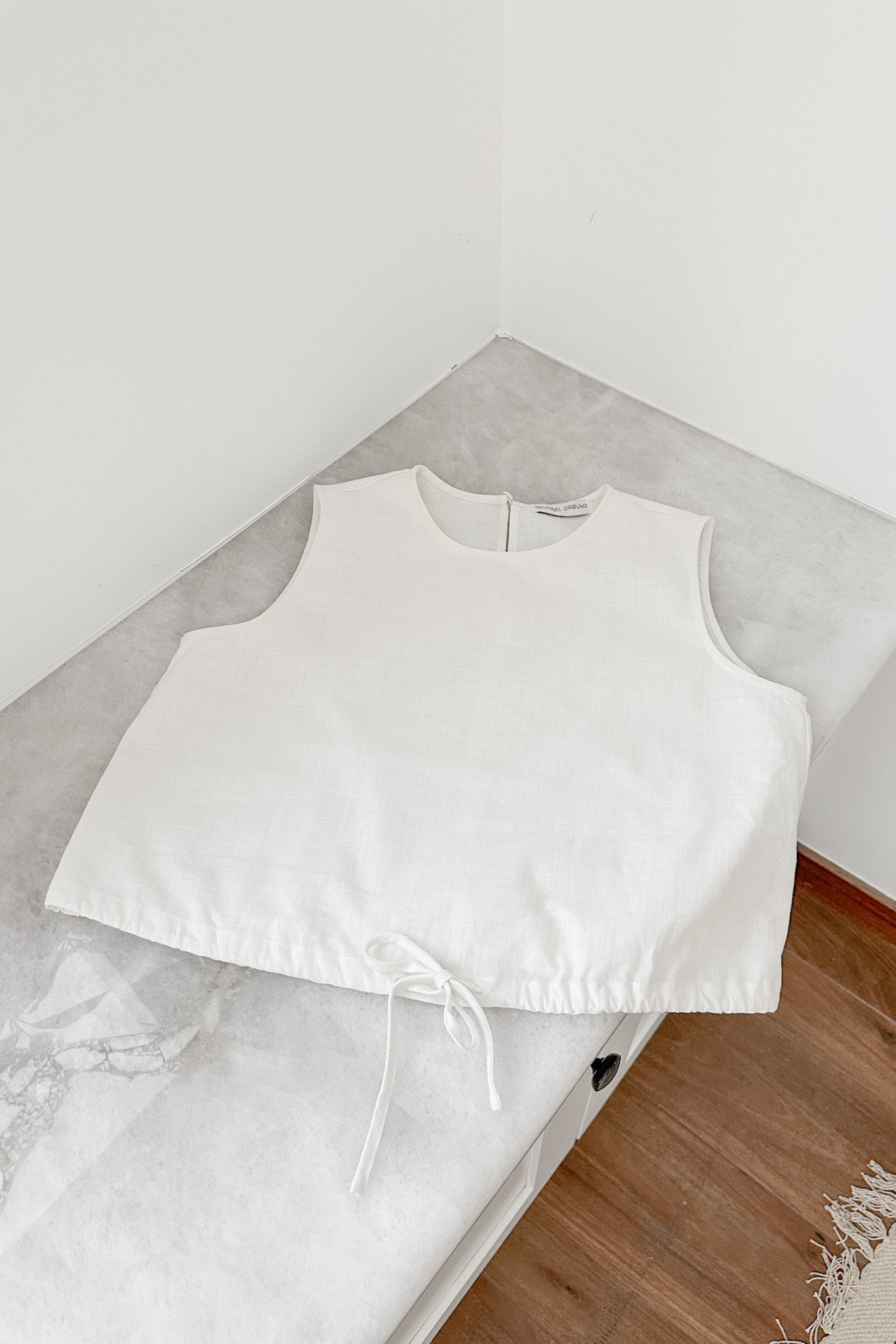 Vera Linen Bubble Hem Tank Top - Neutral Ground