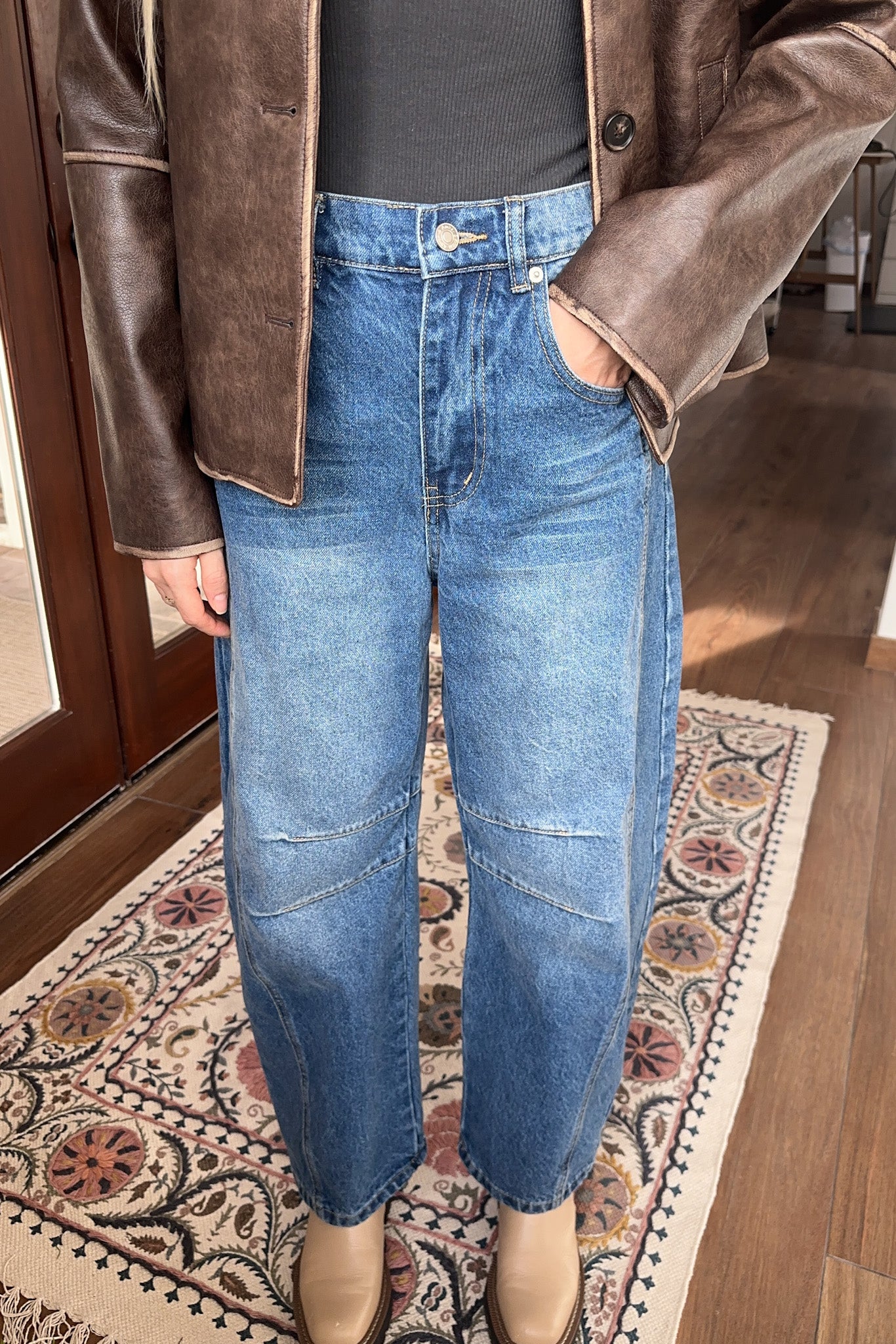 Weston Relaxed Fit Denim Barrel Jeans - Neutral Ground