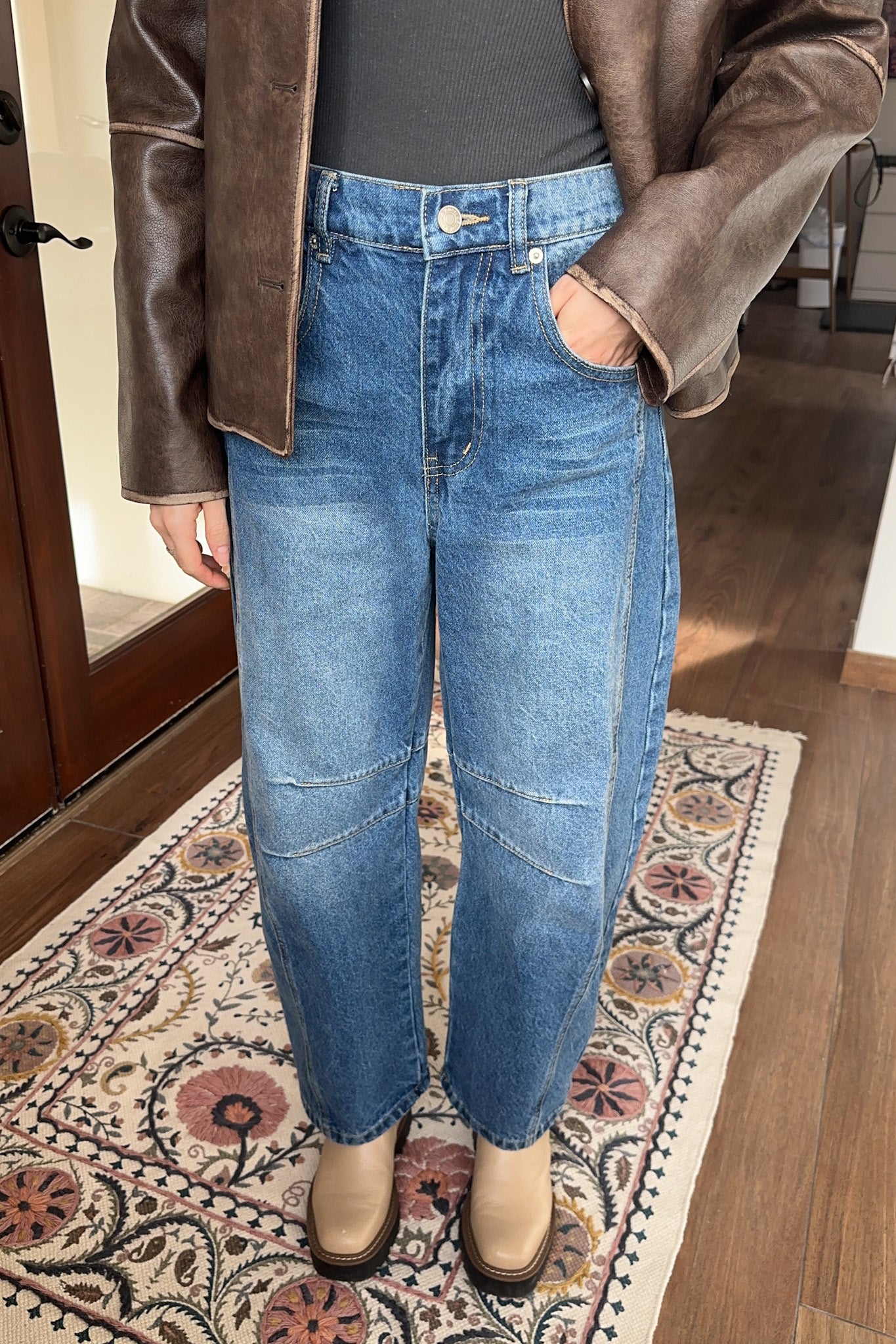 Weston Relaxed Fit Denim Barrel Jeans - Neutral Ground