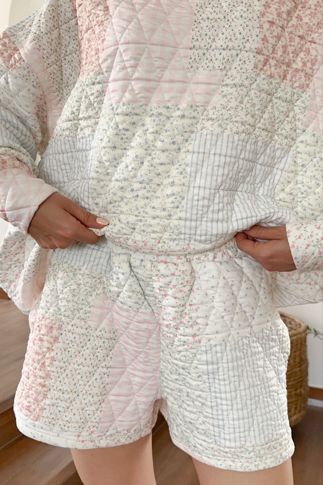 Whimsy Quilted Pastel Shorts - Neutral Ground