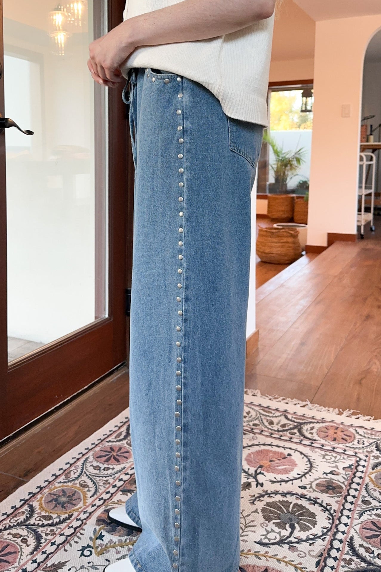 Whitney Studded Straight Leg Jeans - Neutral Ground