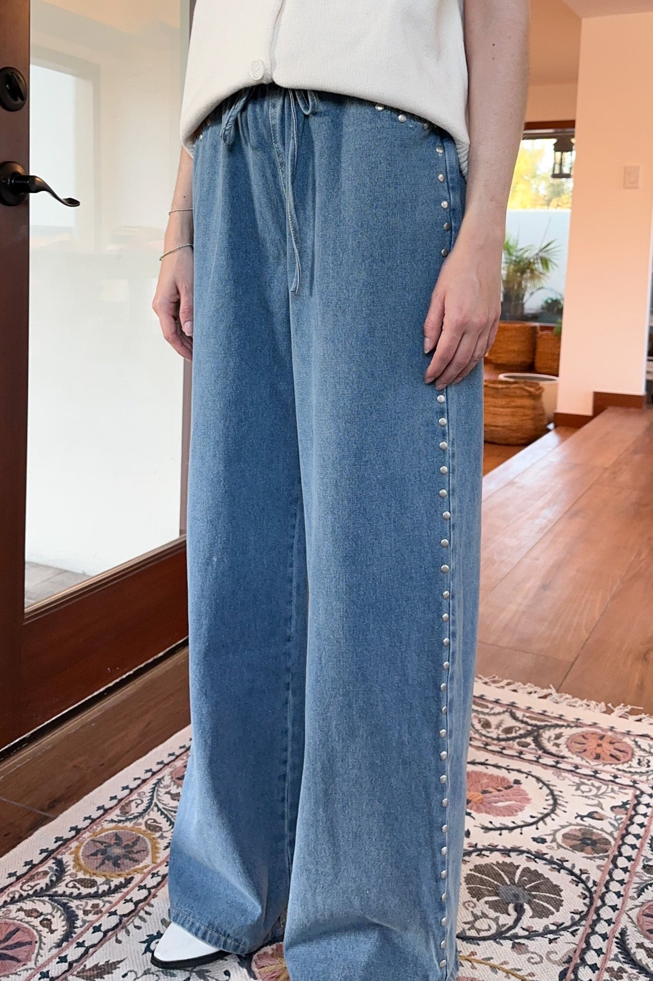 Whitney Studded Straight Leg Jeans - Neutral Ground