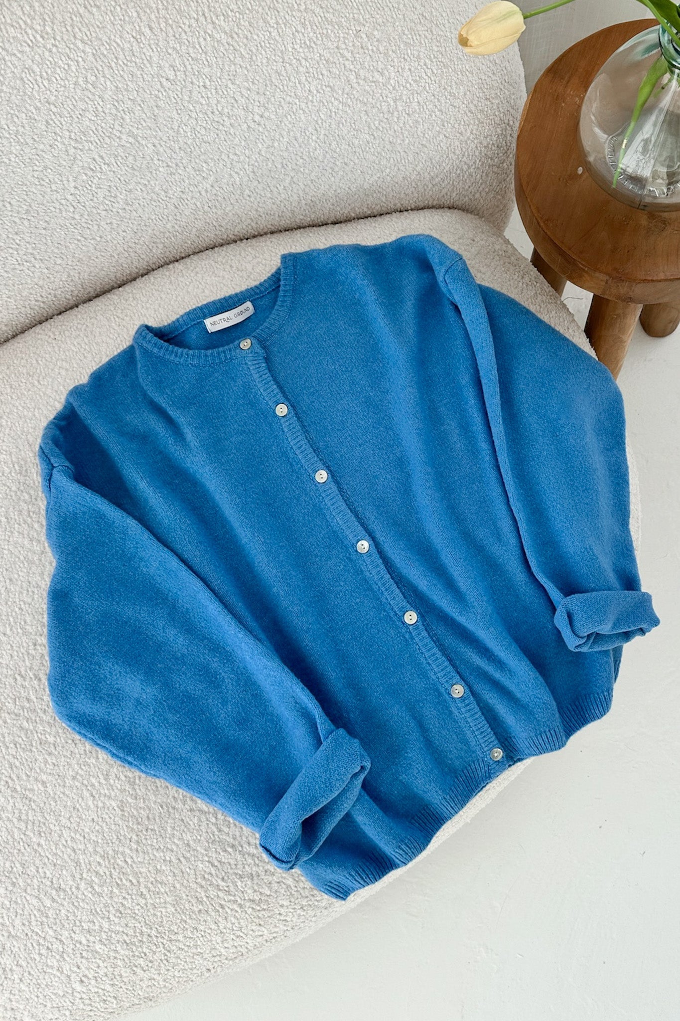 Willow Soft Long Sleeve Crew Neck Sweater Cardigan in Island Blue - Neutral Ground