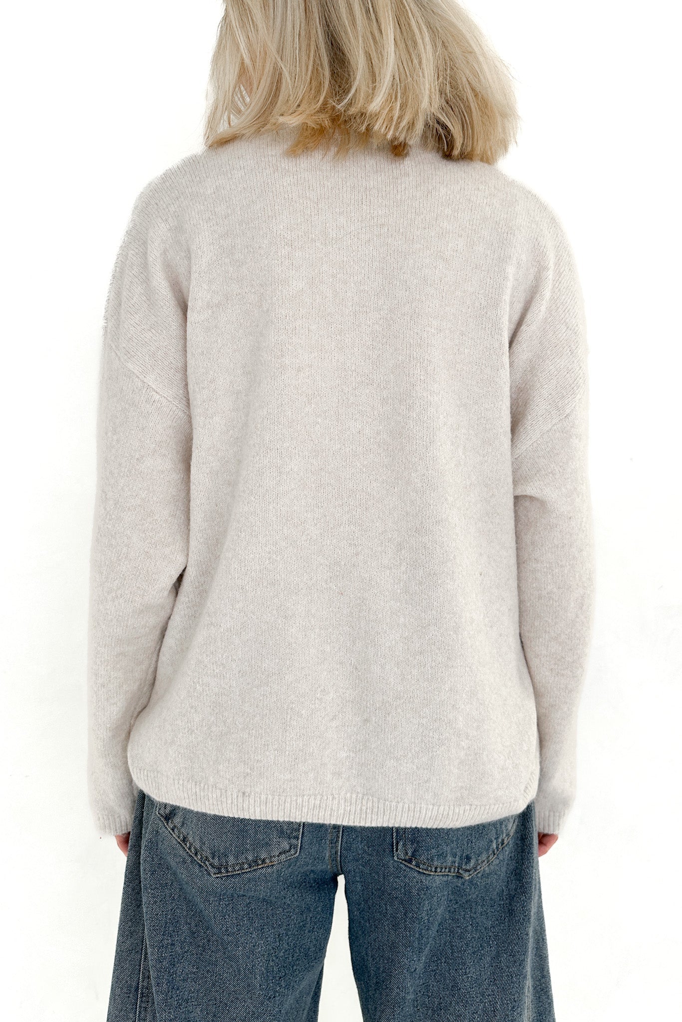 Willow Soft Long Sleeve Crew Neck Sweater Cardigan in Ivory - Neutral Ground