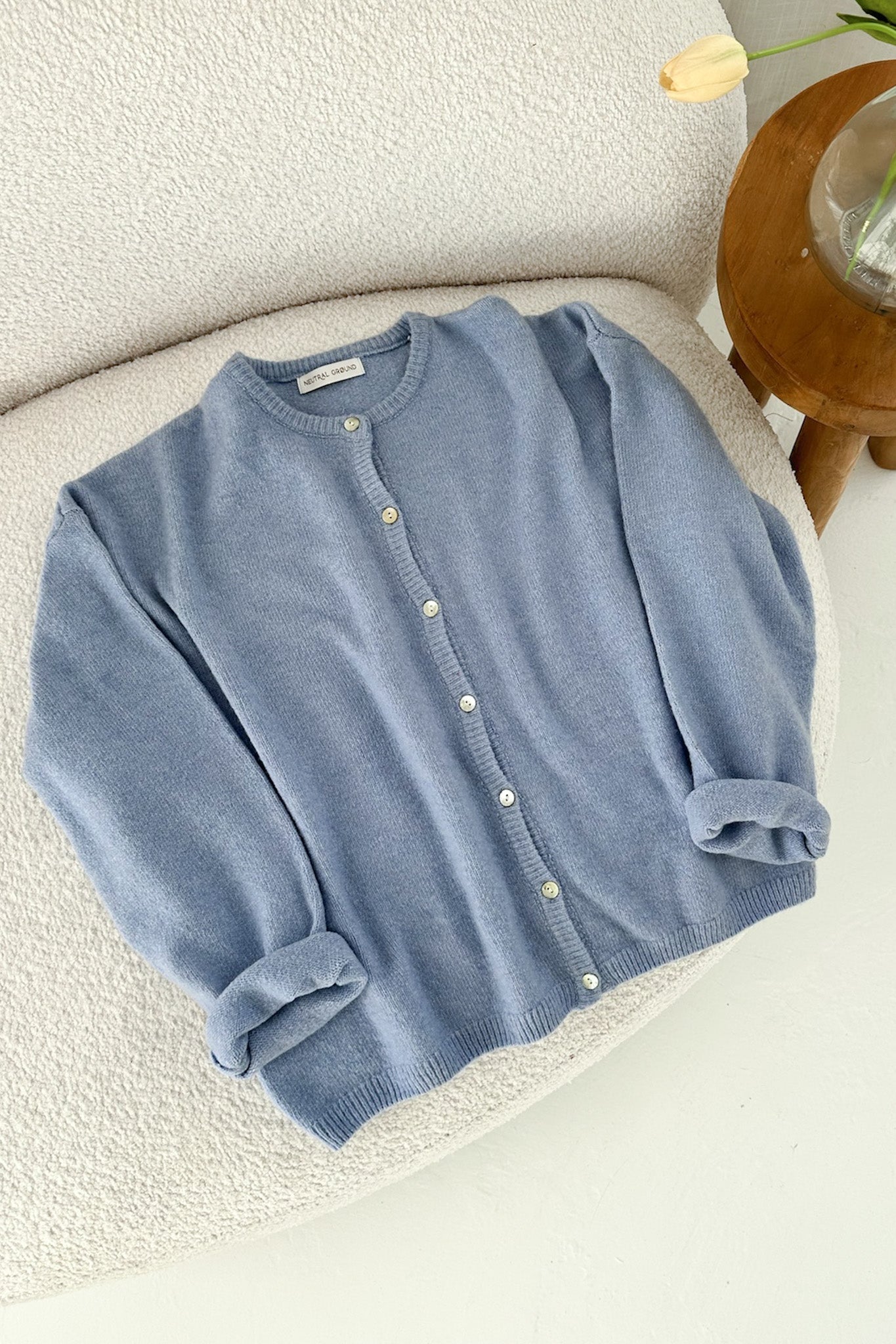 Willow Soft Long Sleeve Crew Neck Sweater Cardigan in Periwinkle - Neutral Ground