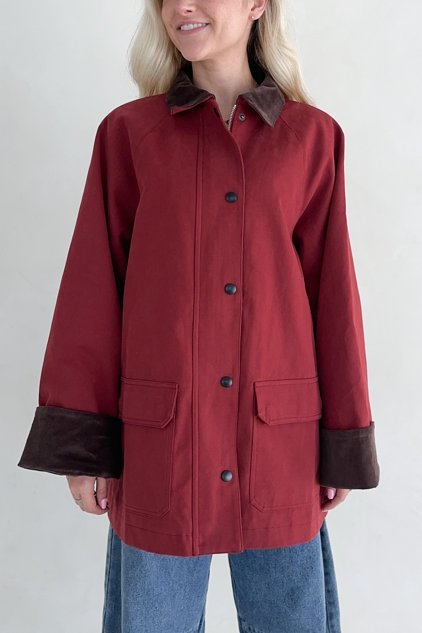 Windsor Corduroy Detail Barn Jacket in Sienna - Neutral Ground