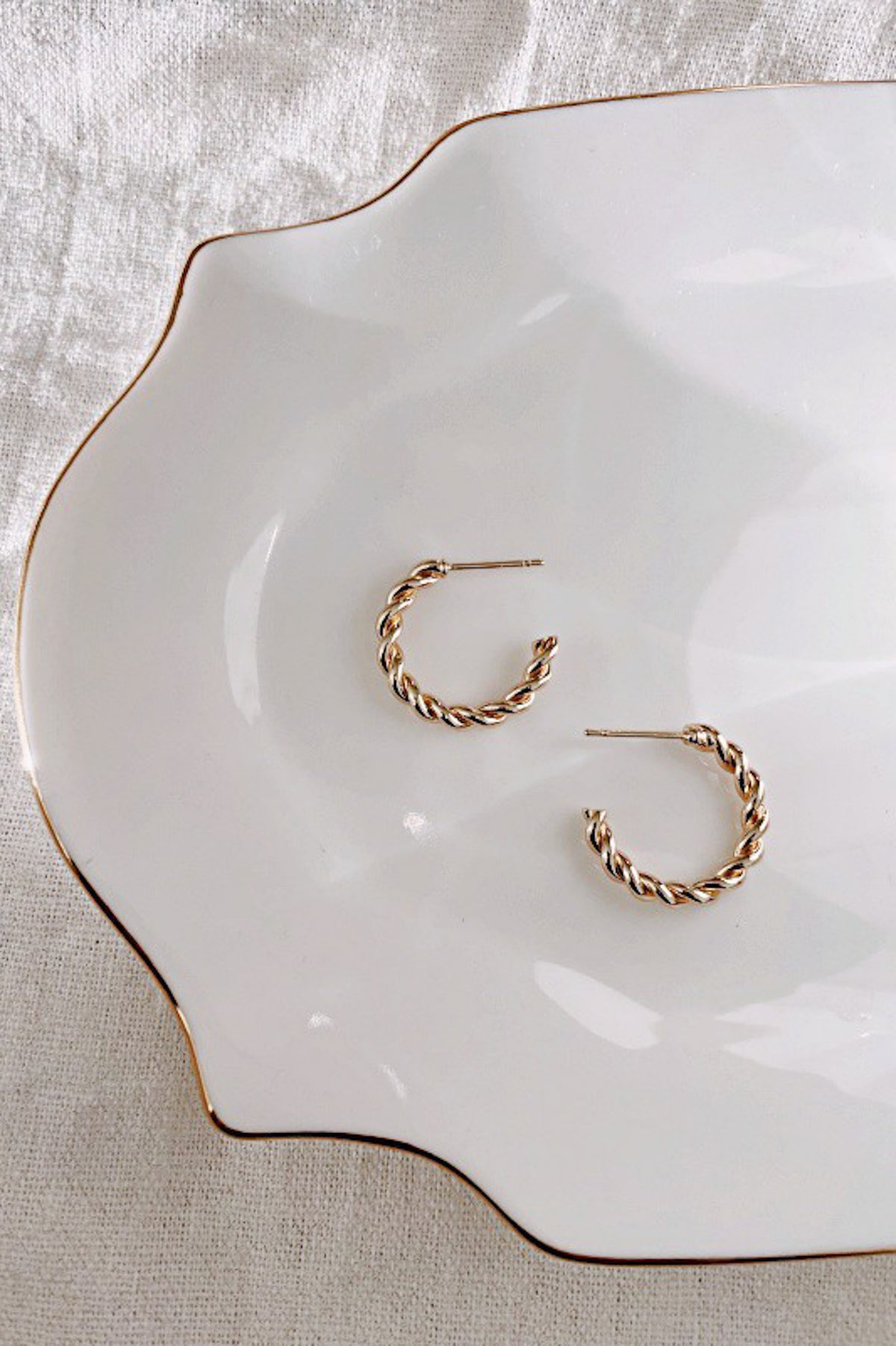 Peony Twisted Mini Hoops Neutral Ground