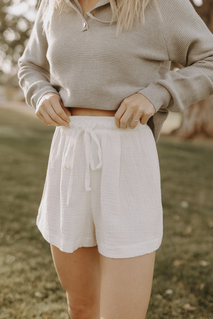 Posie Cotton Gauze Shorts - Neutral Ground
