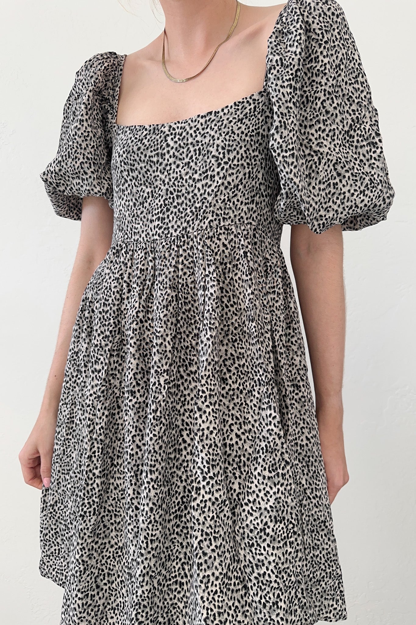 Bonnie Puffed Sleeve Babydoll Dress - Neutral Ground