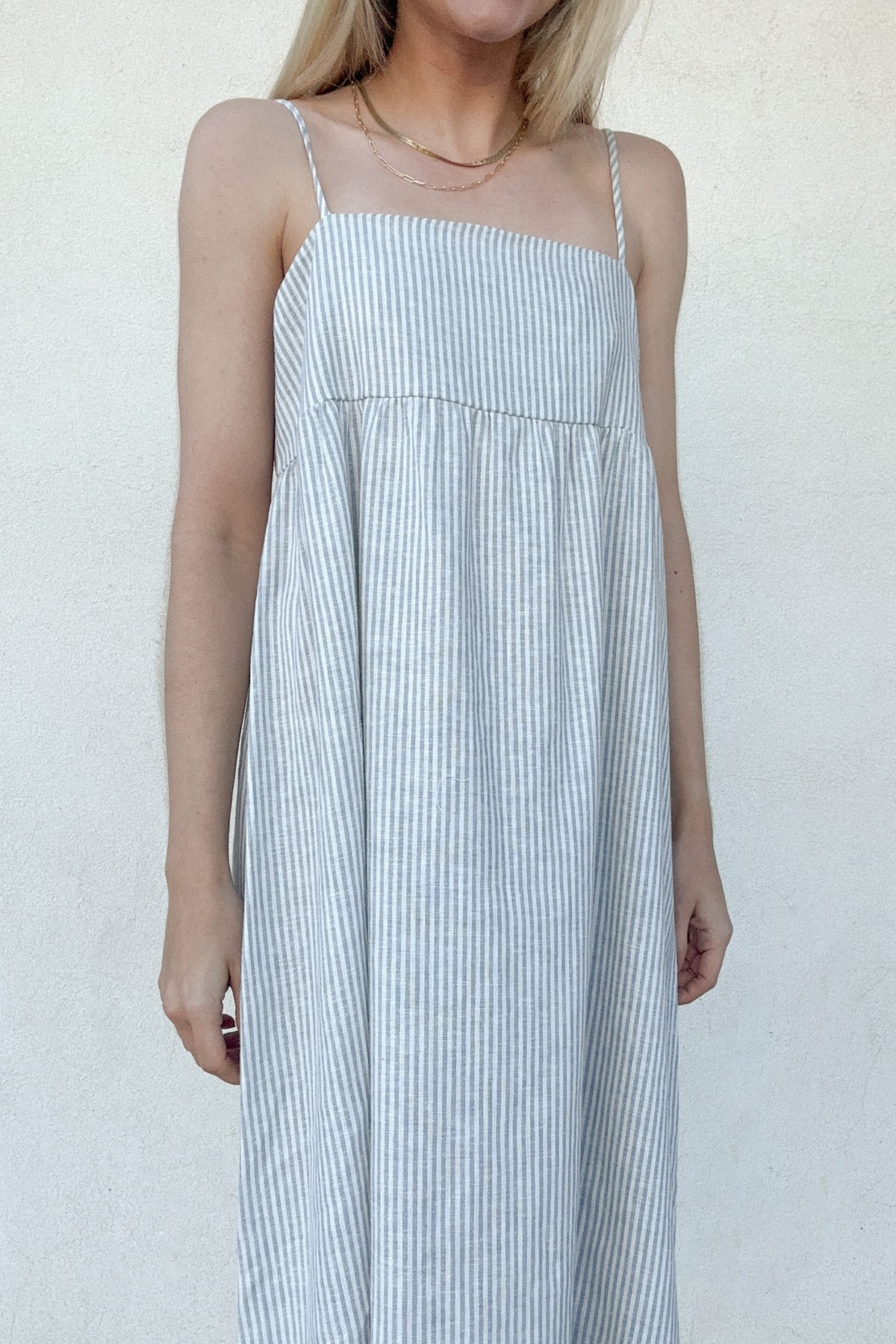 Mazie Striped Linen Babydoll Dress Neutral Ground