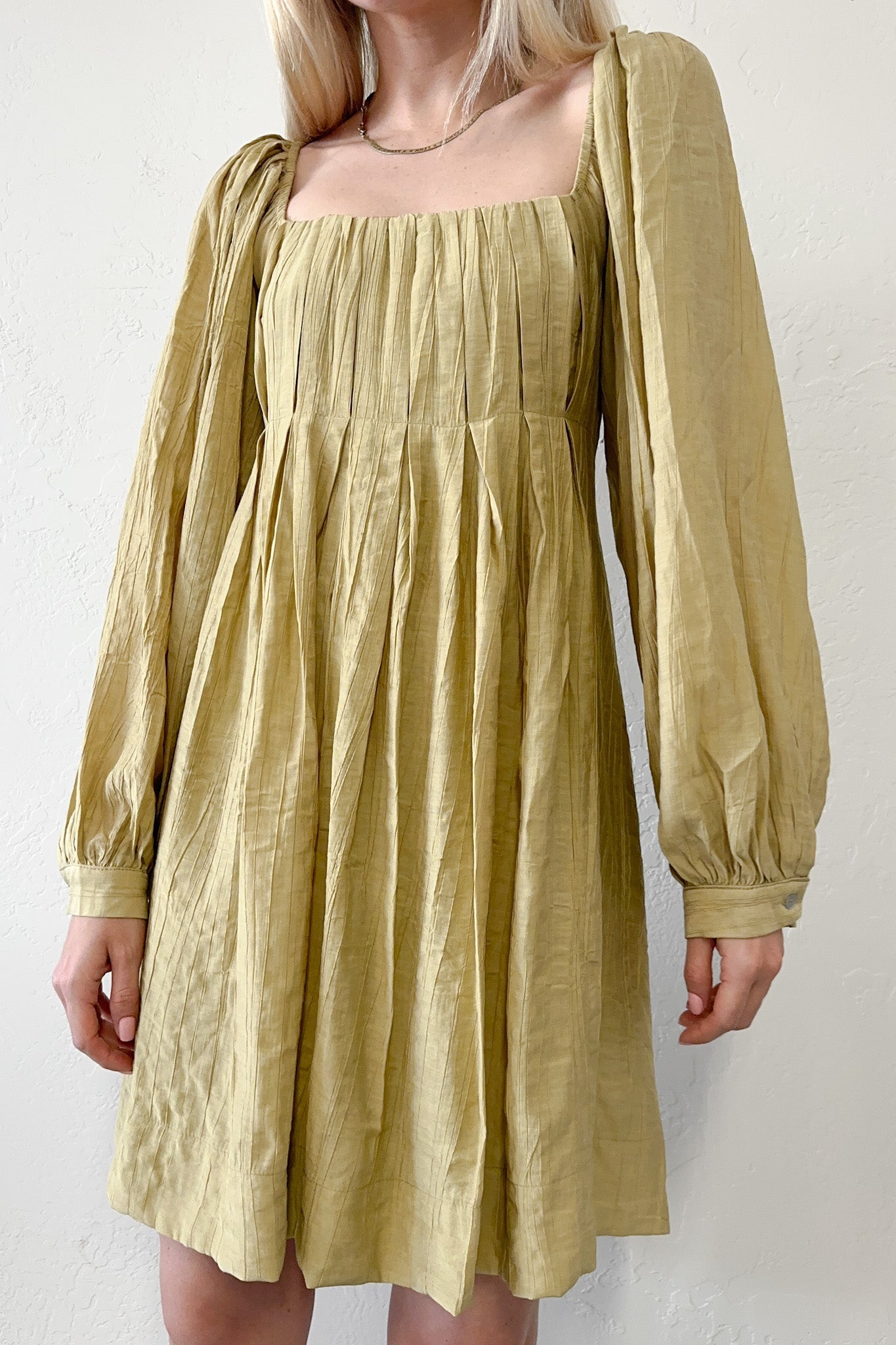 Belmont Square Neck Babydoll Dress - Neutral Ground