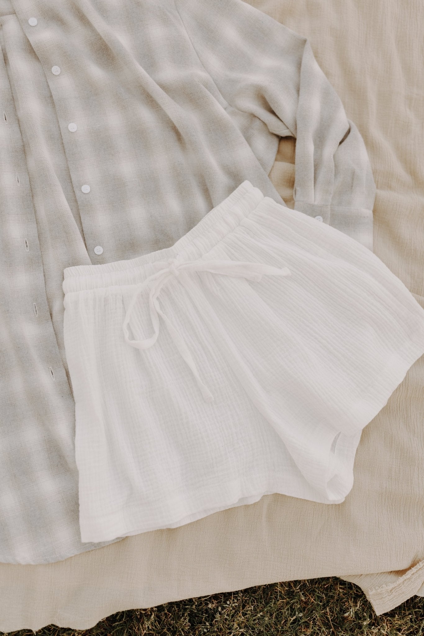 Posie Cotton Gauze Shorts - Neutral Ground