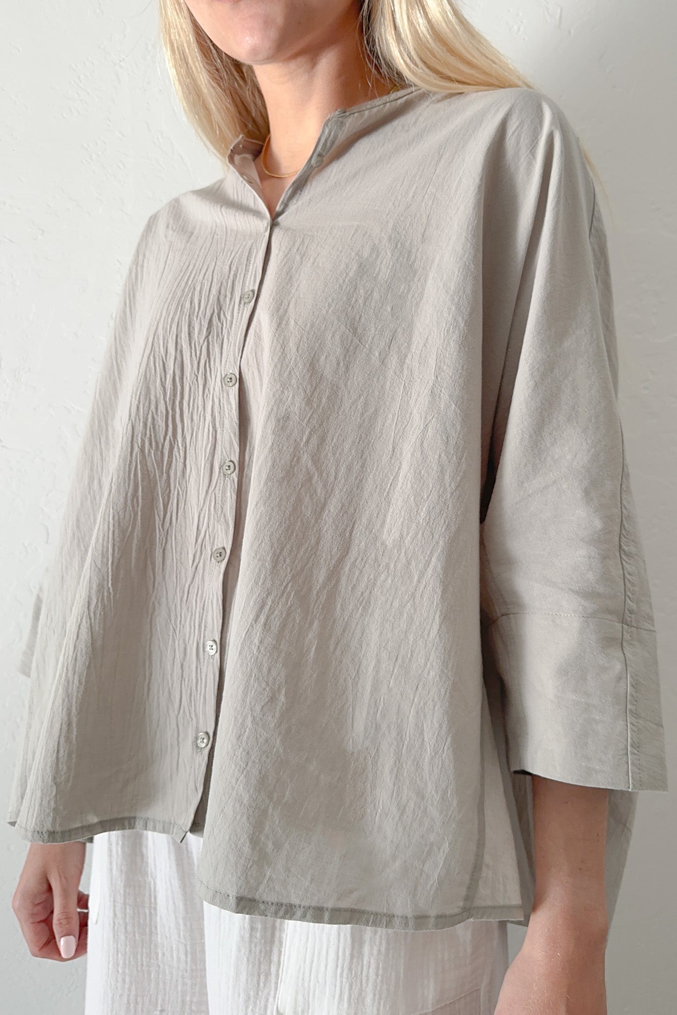 Thyme Oversized Cotton Shirt - Neutral Ground