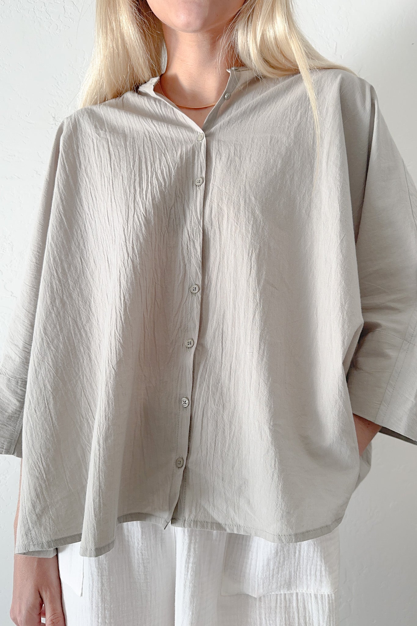 Thyme Oversized Cotton Shirt - Neutral Ground