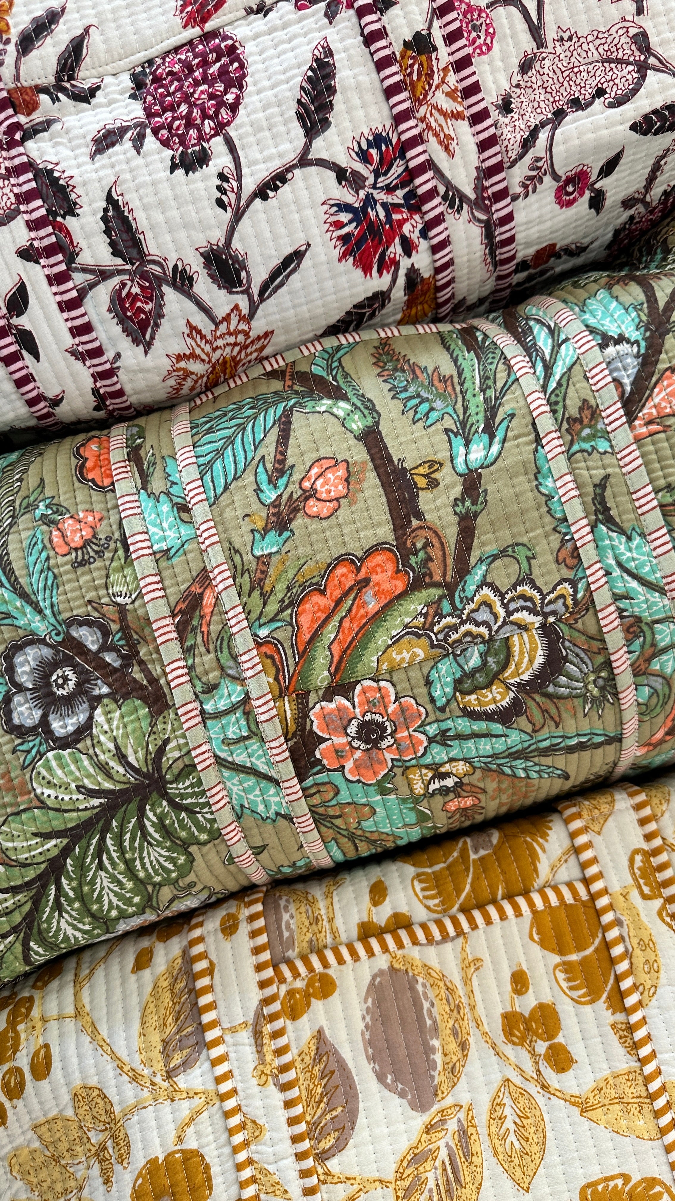 Weekender Quilted Duffle Bag in Sage