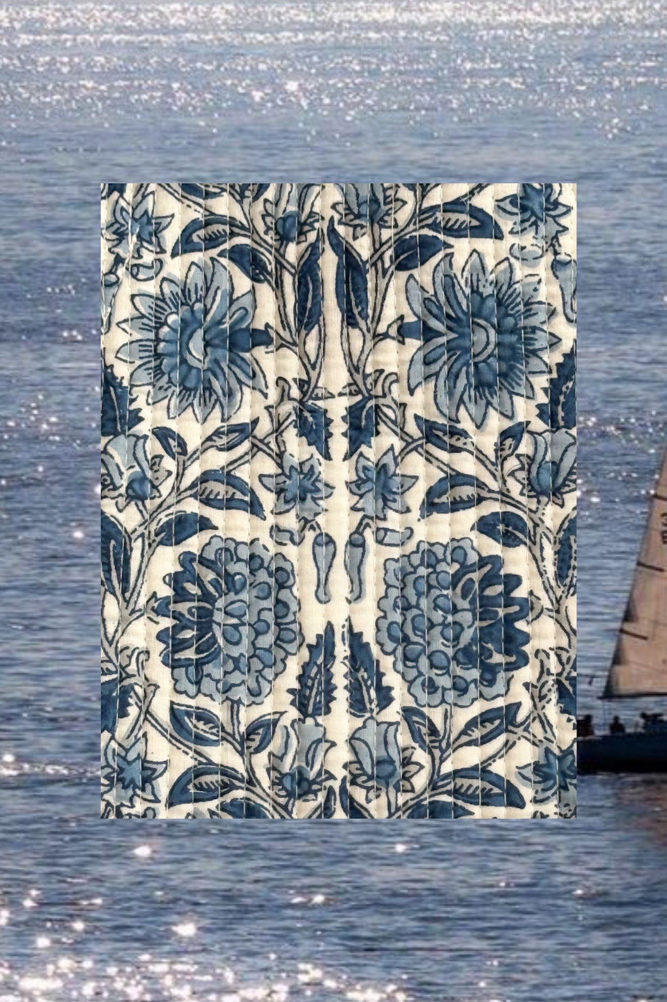 Weekender Quilted Duffle Bag in Floral Blue