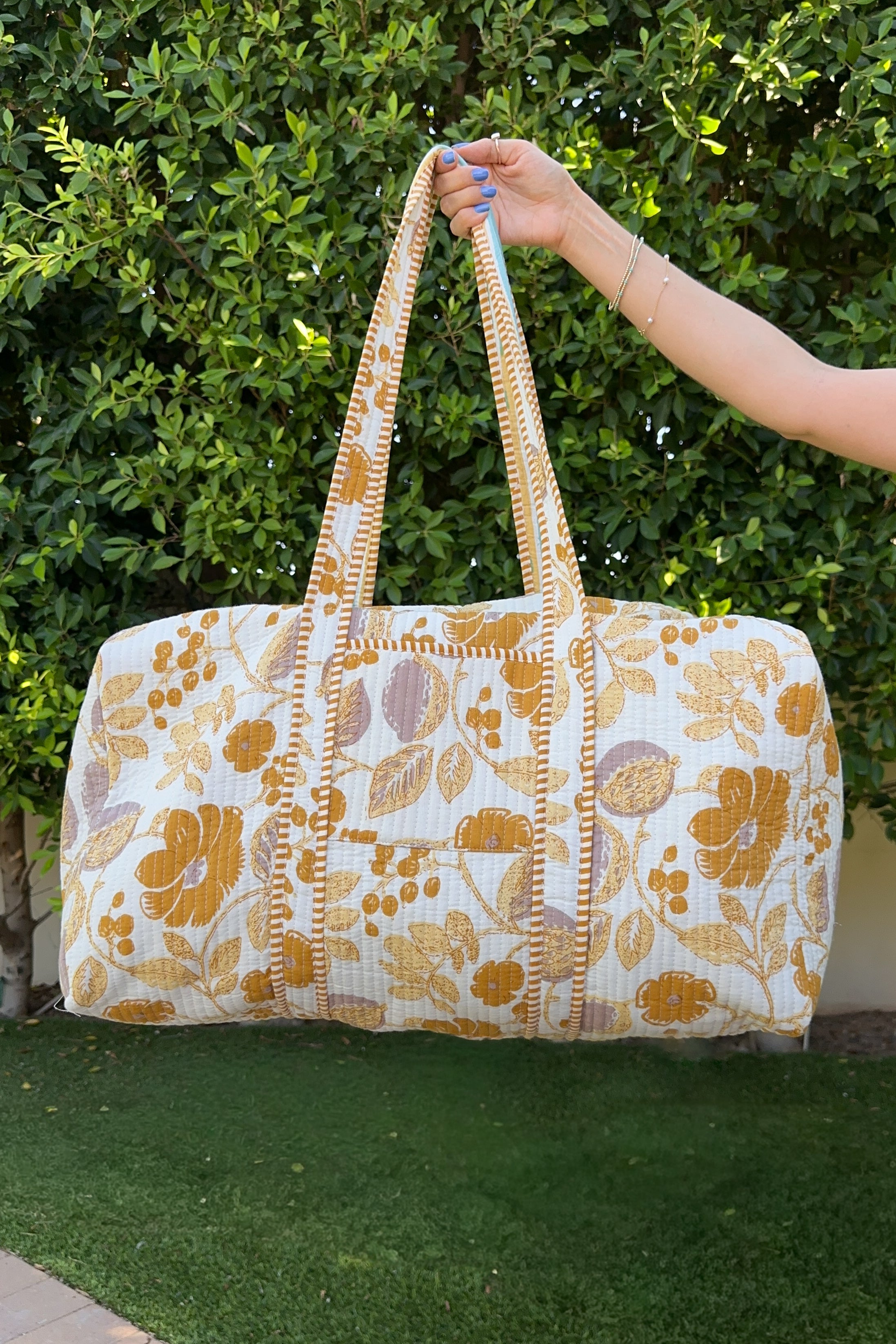 Weekender Quilted Duffle Bag in Marigold