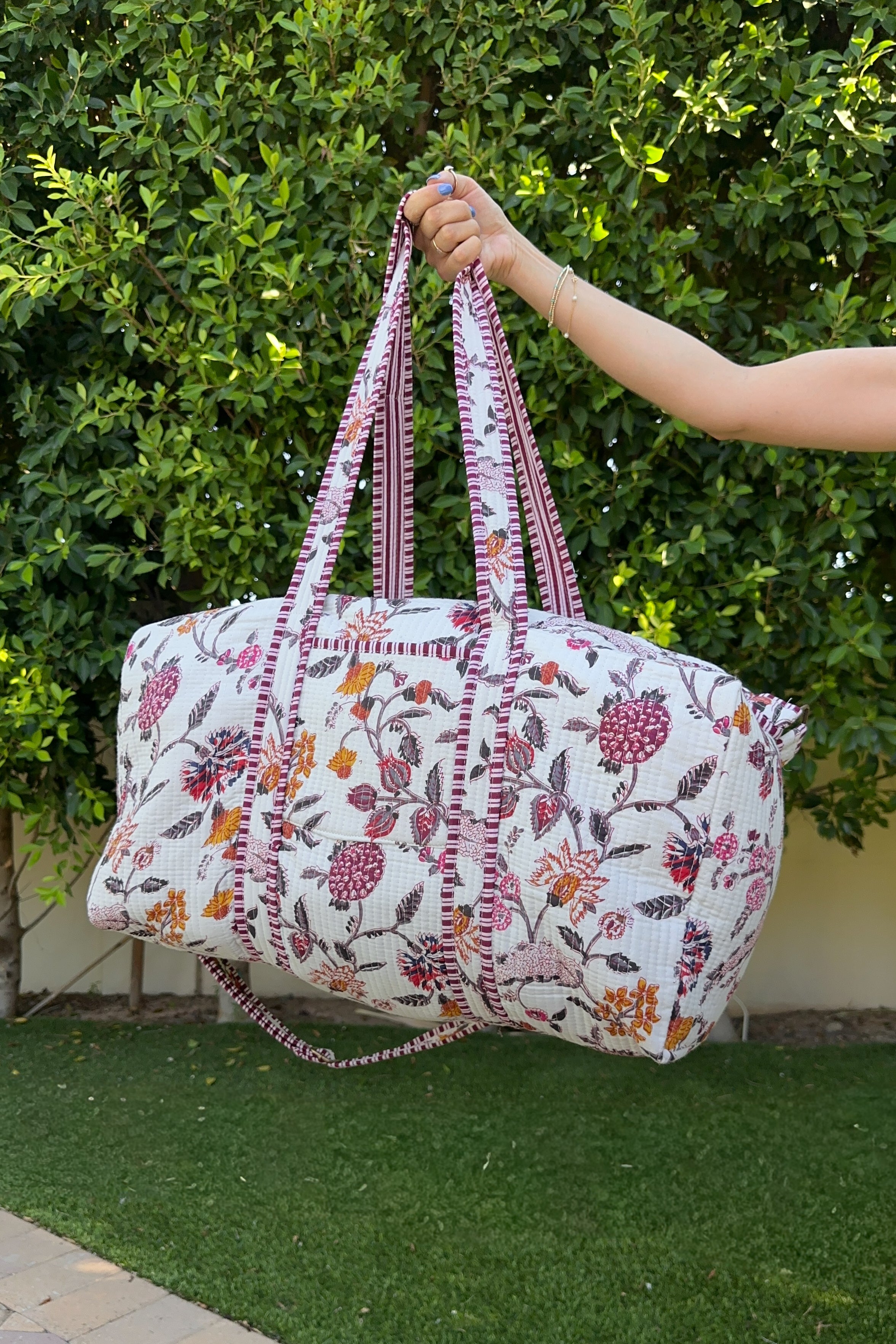 Weekender Quilted Duffle Bag in White