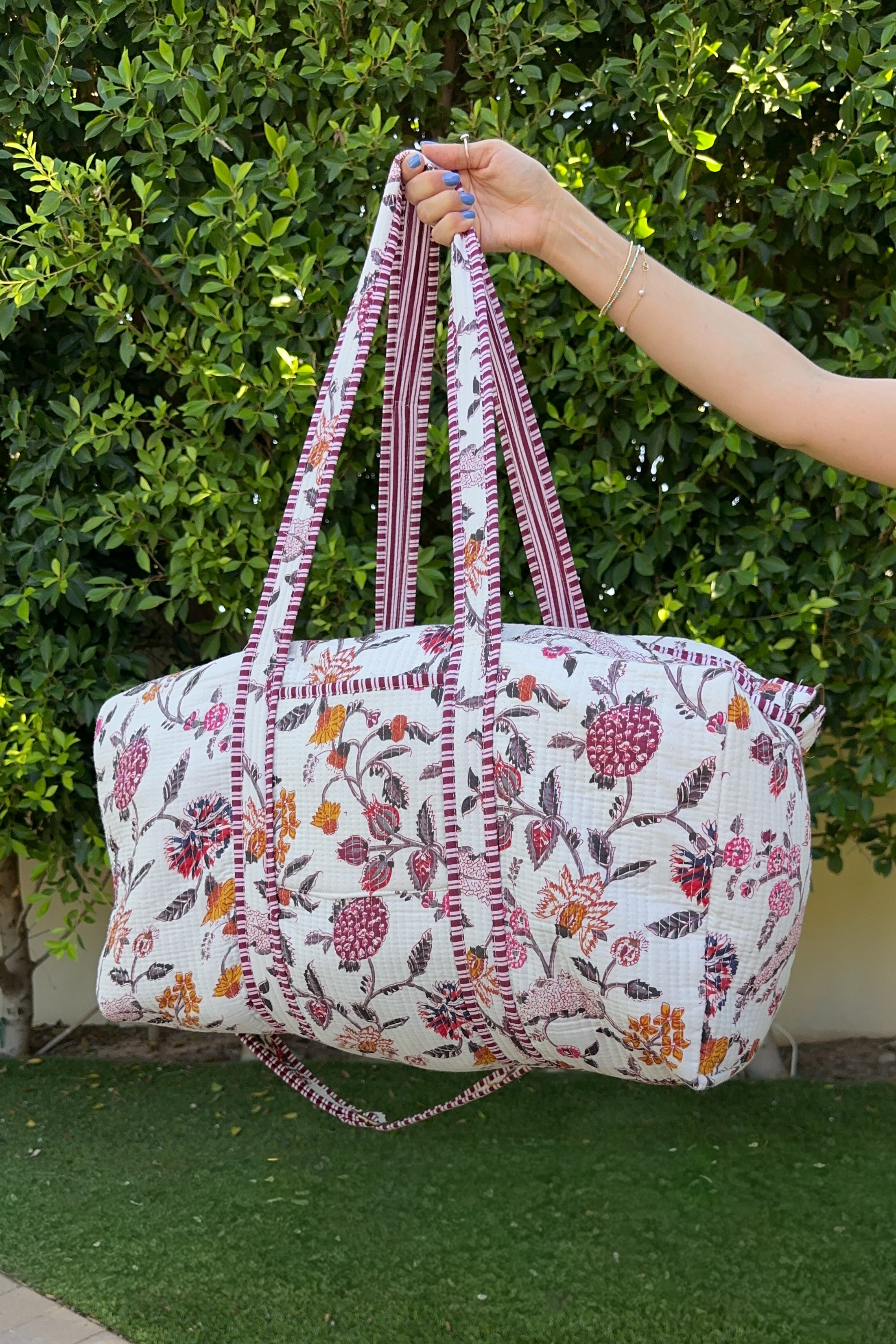 Weekender Quilted Duffle Bag in White