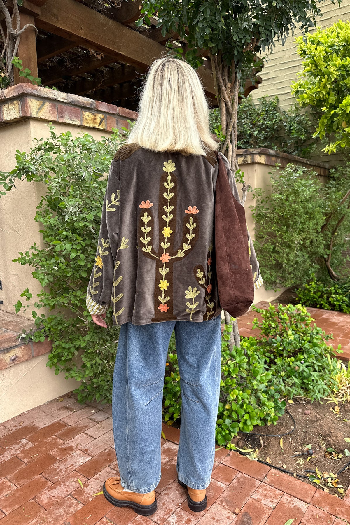 Whimsy Cotton Embroidered Jacket in Espresso