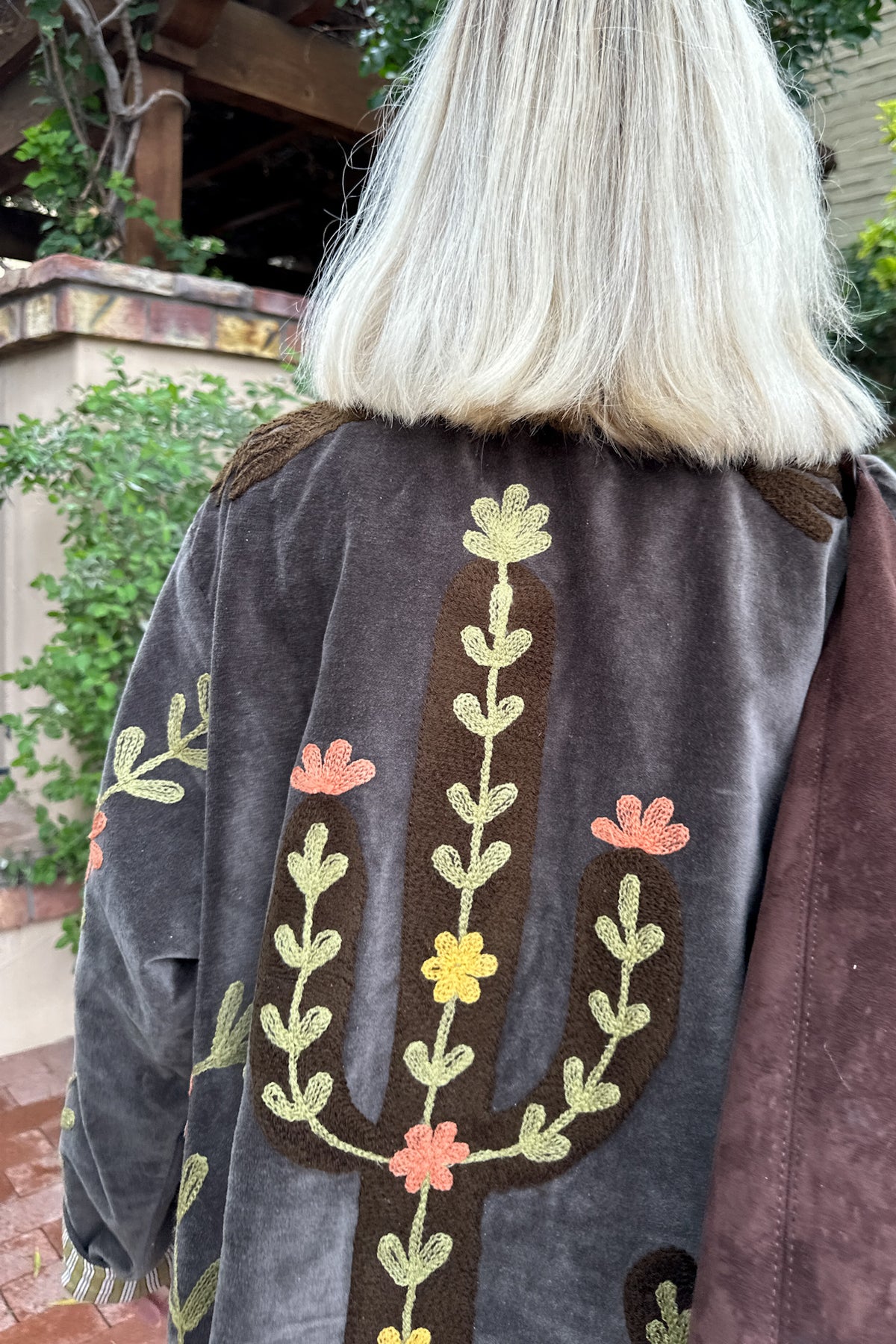 Whimsy Cotton Embroidered Jacket in Espresso