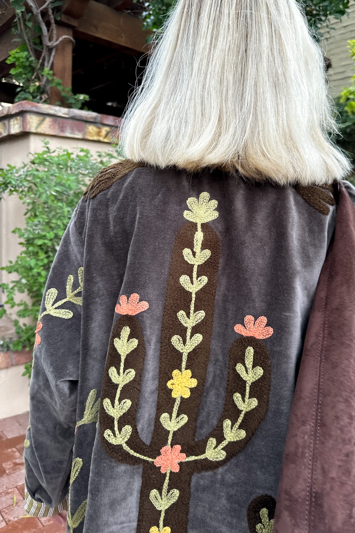 Whimsy Cotton Embroidered Jacket in Espresso