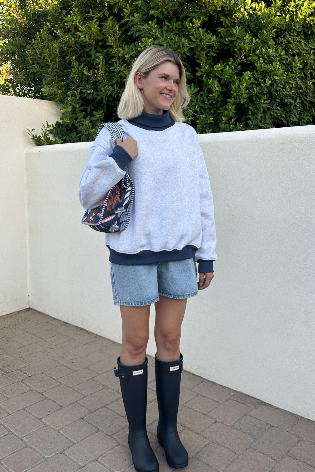 Off Duty Diana Rolled Mock Neck Pullover in Grey