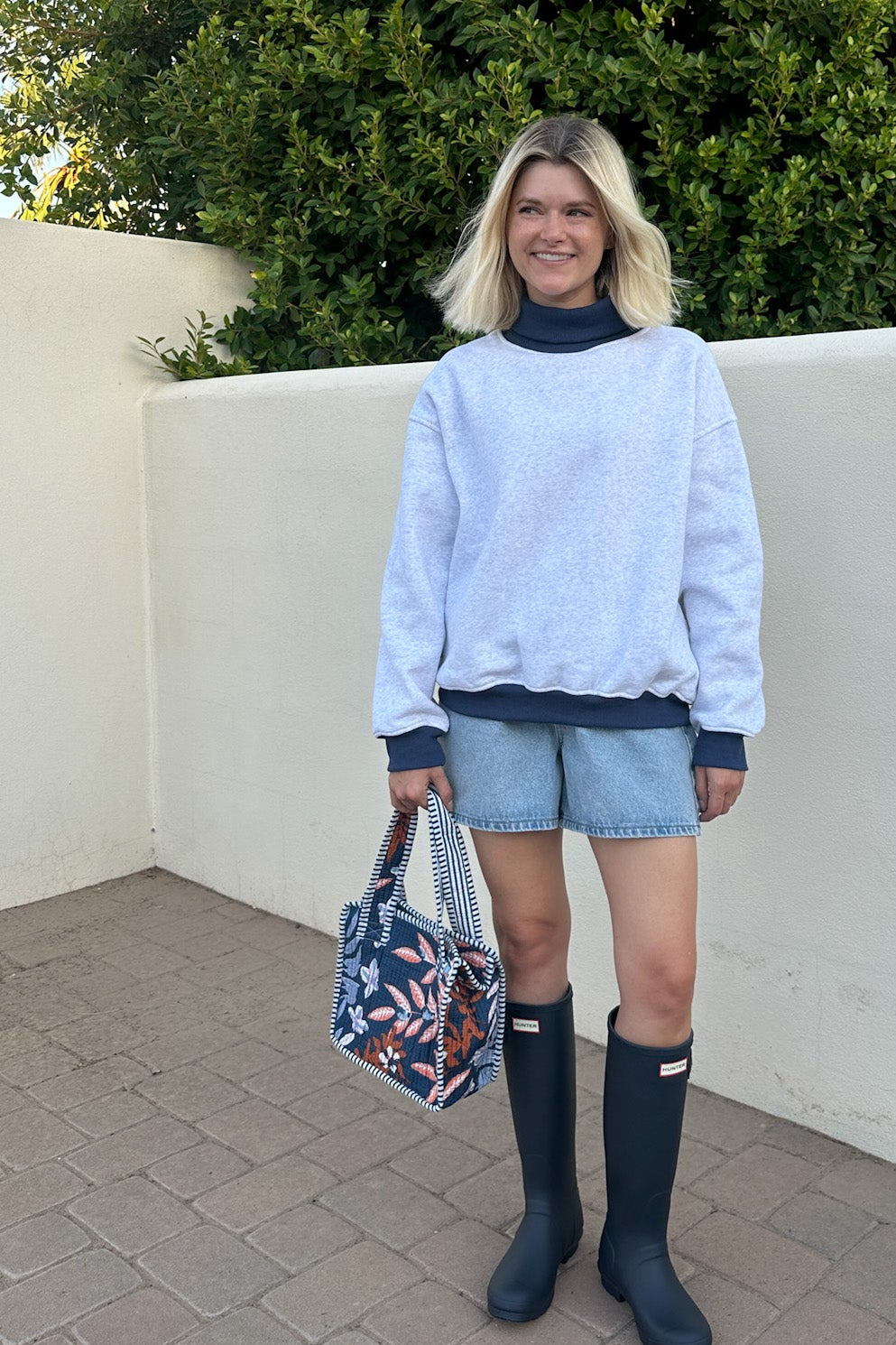 Off Duty Diana Rolled Mock Neck Pullover in Grey