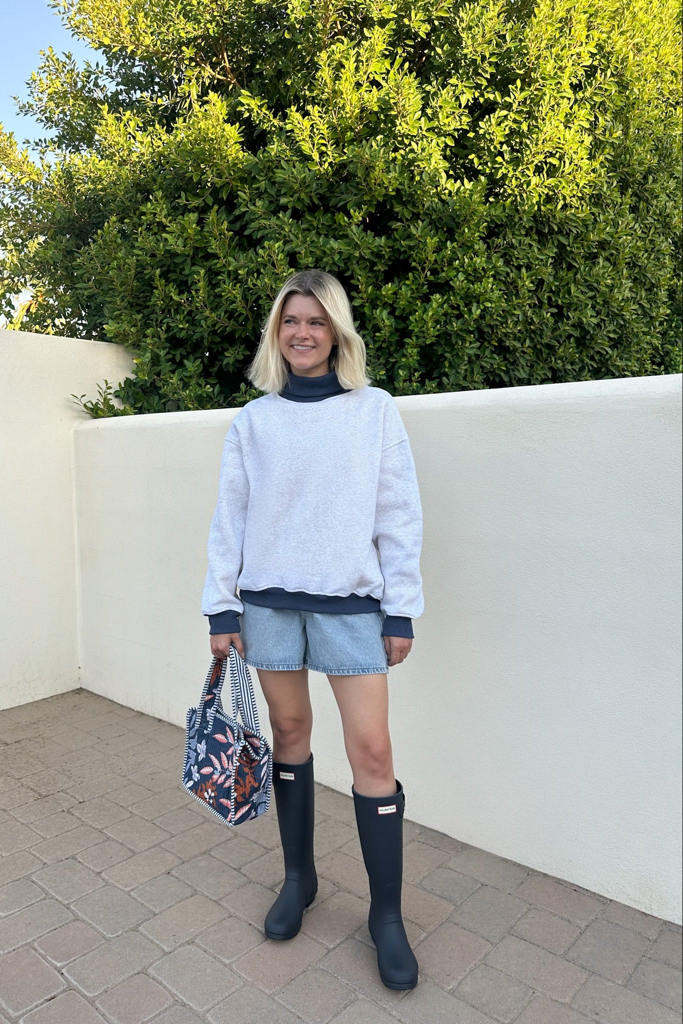 Off Duty Diana Rolled Mock Neck Pullover in Grey