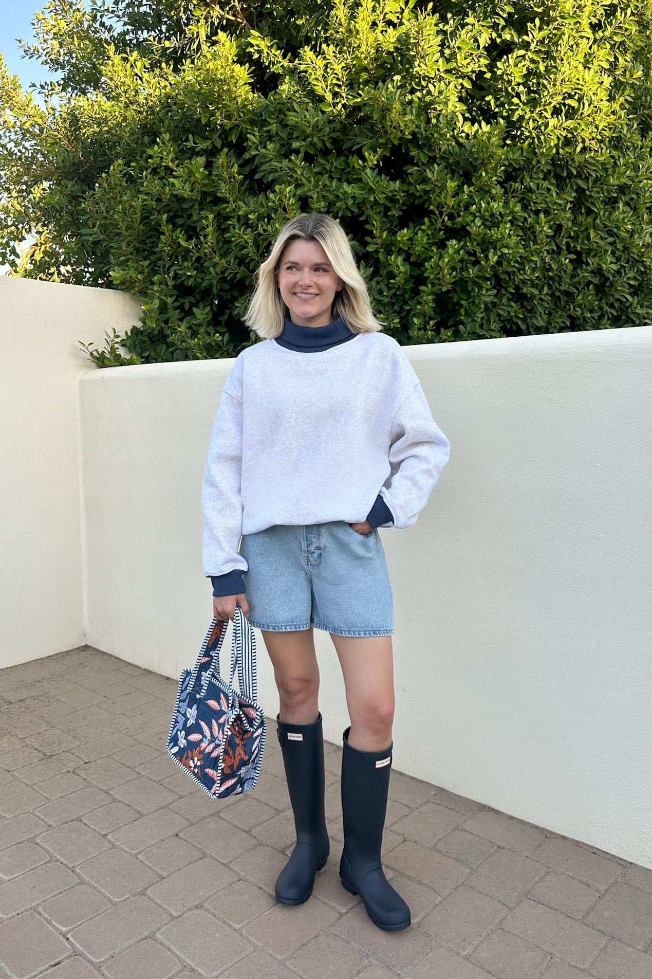 Off Duty Diana Rolled Mock Neck Pullover in Grey