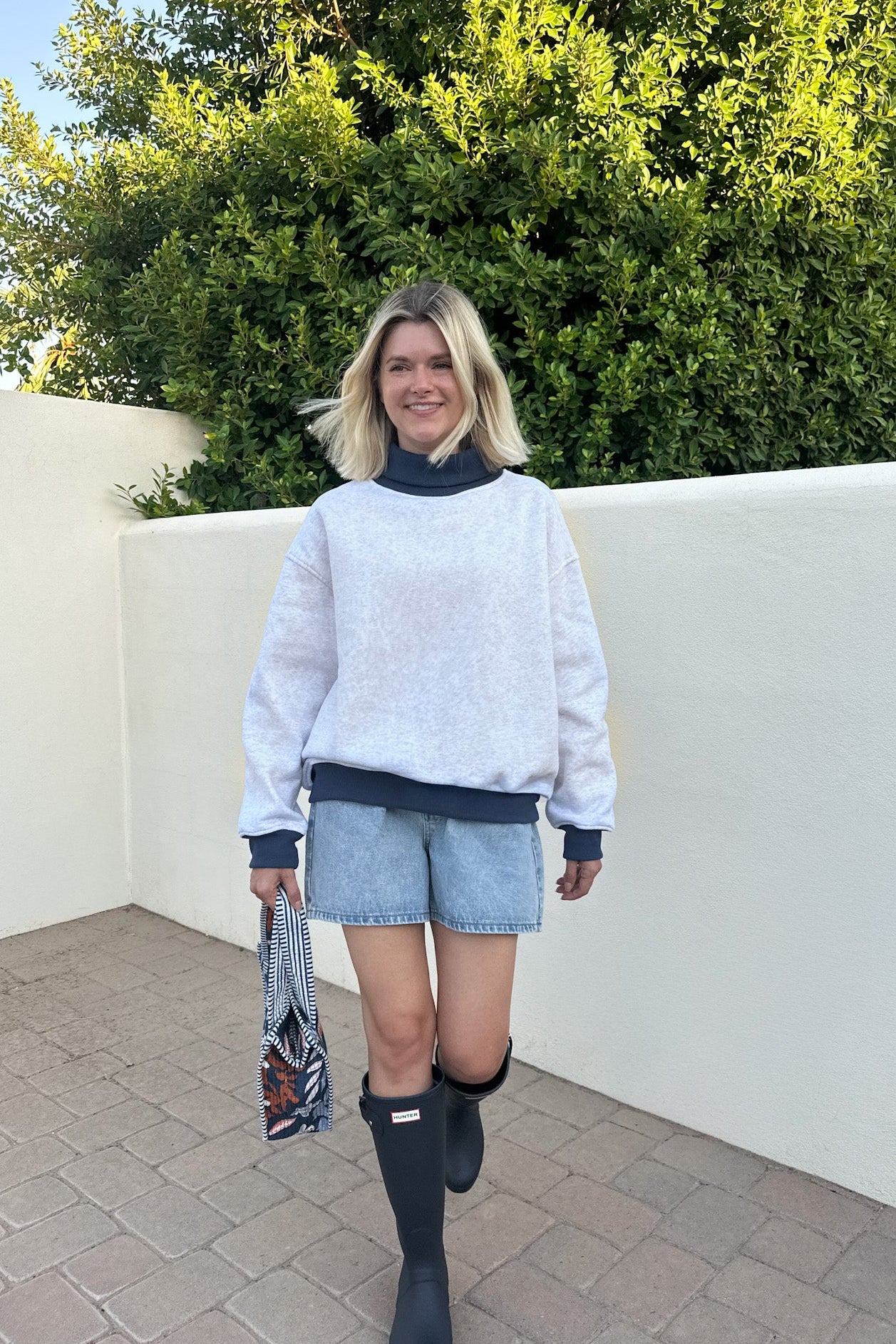 Off Duty Diana Rolled Mock Neck Pullover in Grey