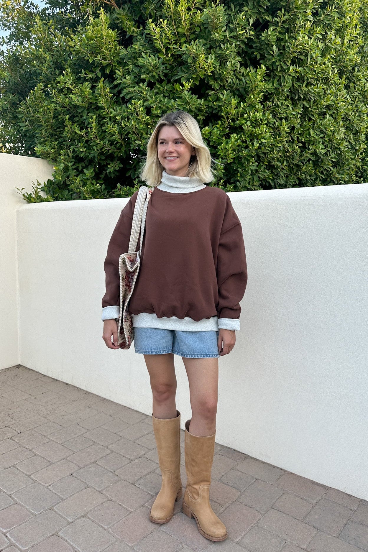 Off Duty Diana Rolled Mock Neck Pullover in Chocolate